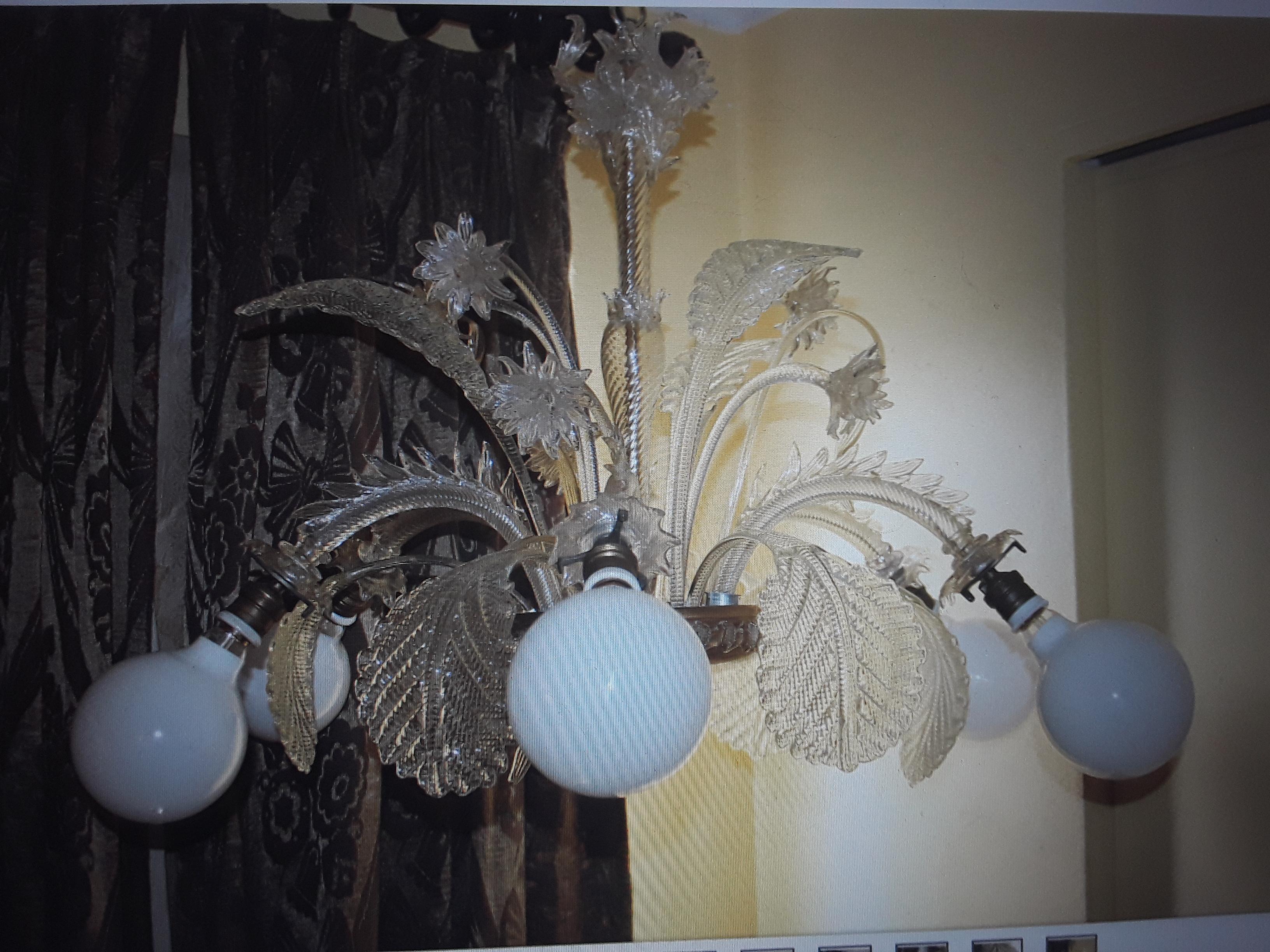1950's Mid Century Modern XL Itelian Barovier&Toso Floral Display Chandelier For Sale 5