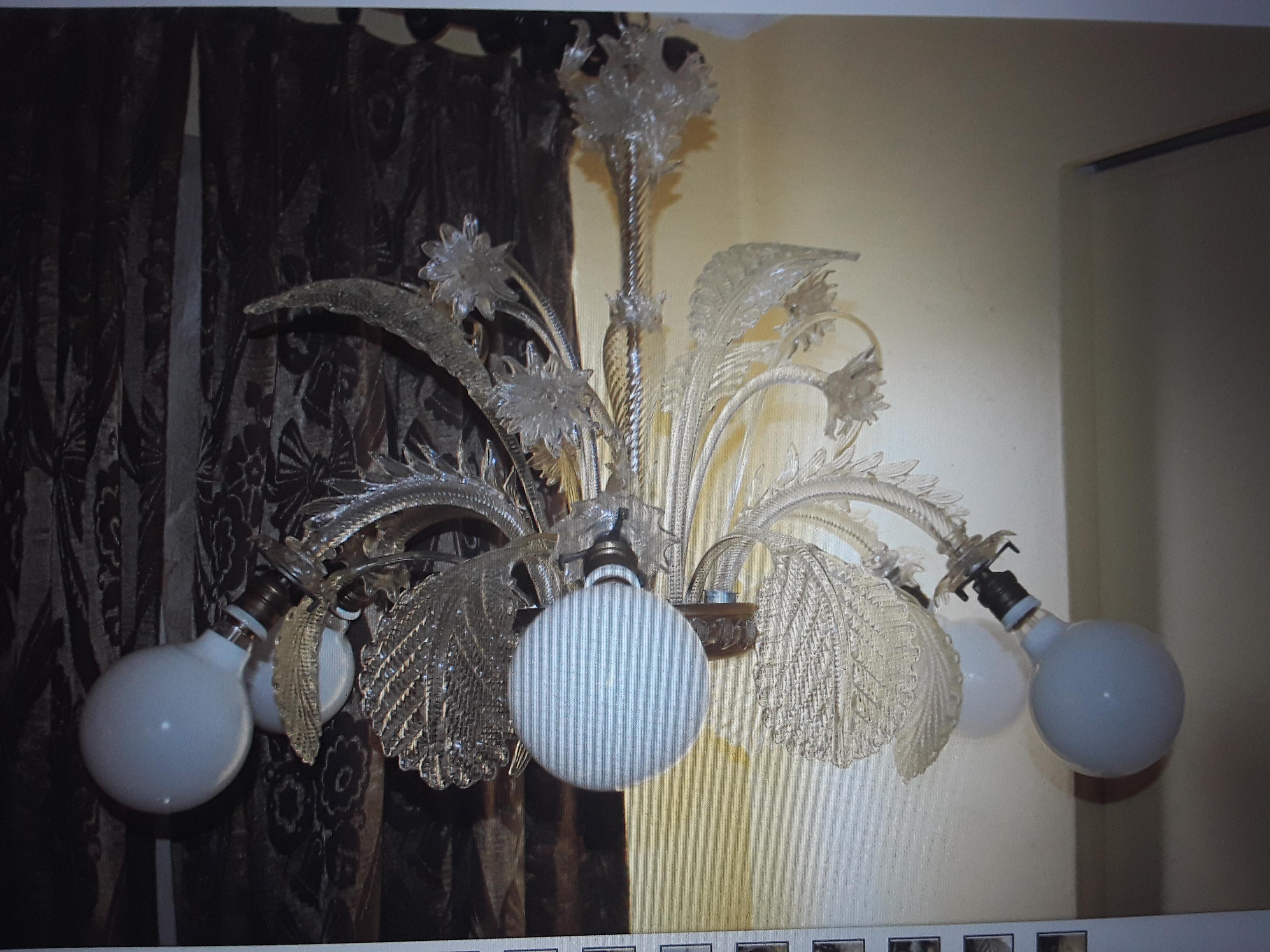 1950's Mid Century Modern XL Itelian Barovier&Toso Floral Display Chandelier For Sale 6