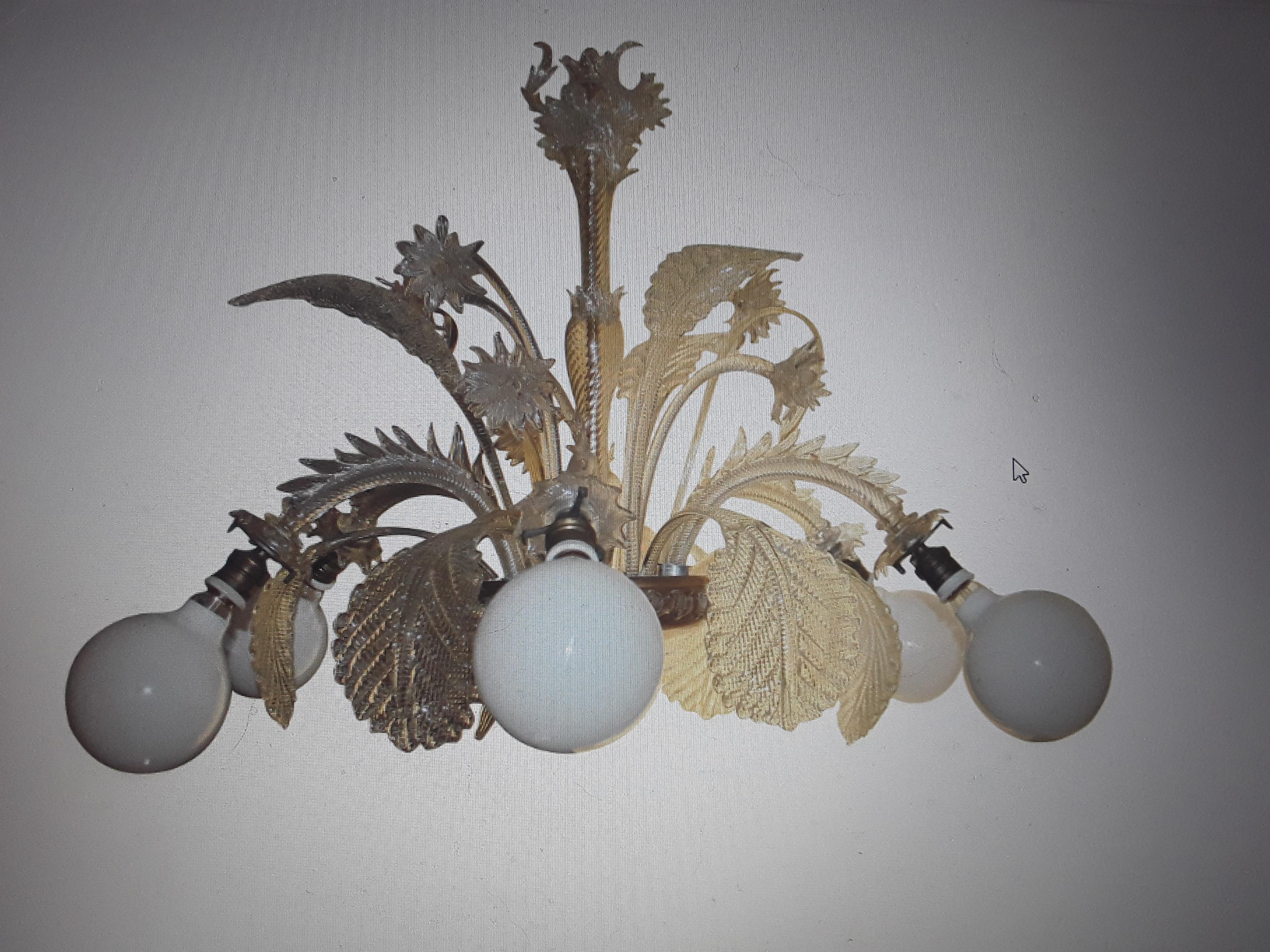 1950's Mid Century Modern XL Itelian Barovier&Toso Floral Display Chandelier For Sale 7