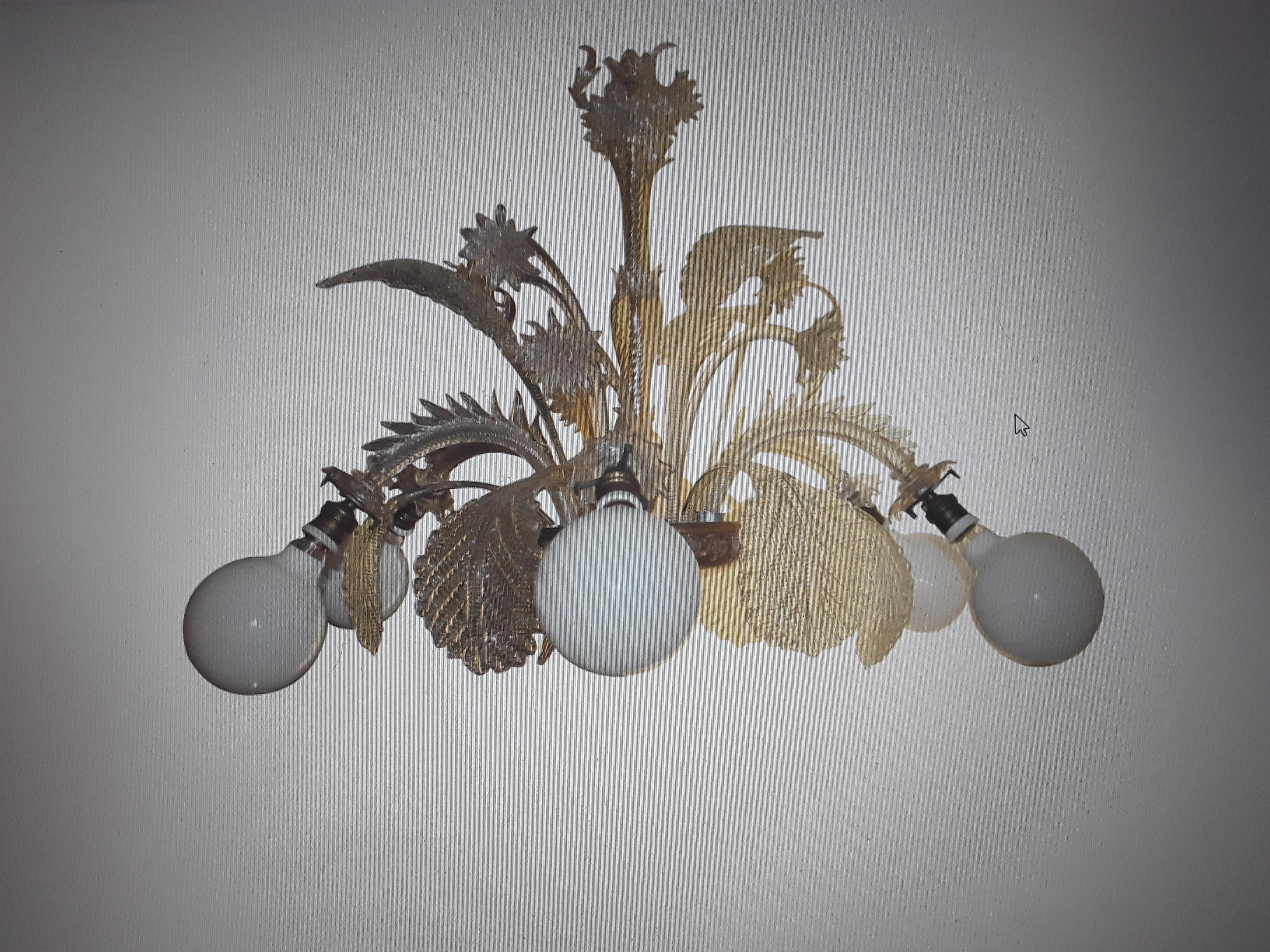 1950's Mid Century Modern XL Itelian Barovier&Toso Floral Display Chandelier For Sale 9