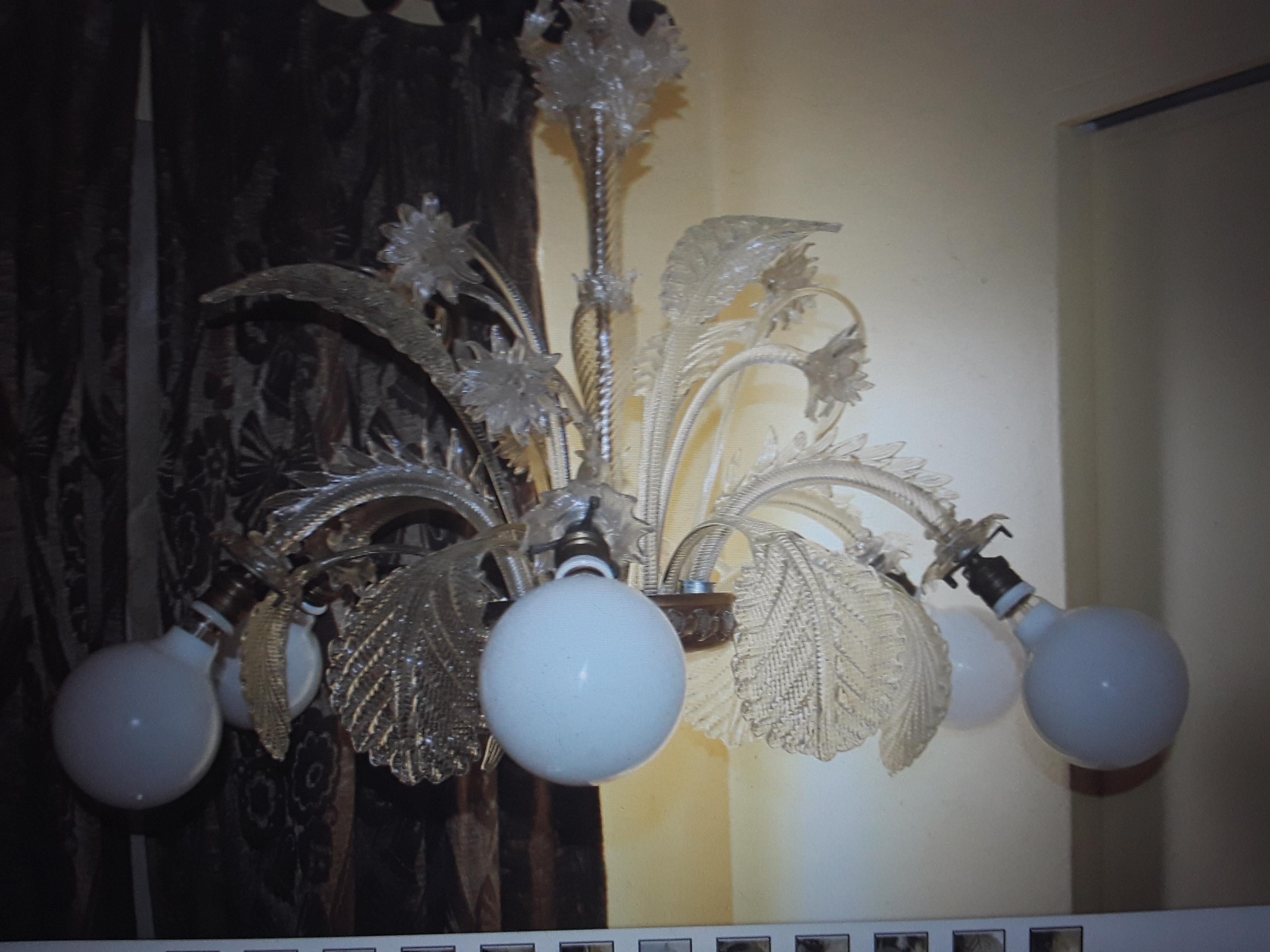 Mid-Century moderno Lampadario da esposizione floreale Barovier&Toso XL del 1950, Mid Century Modern in vendita