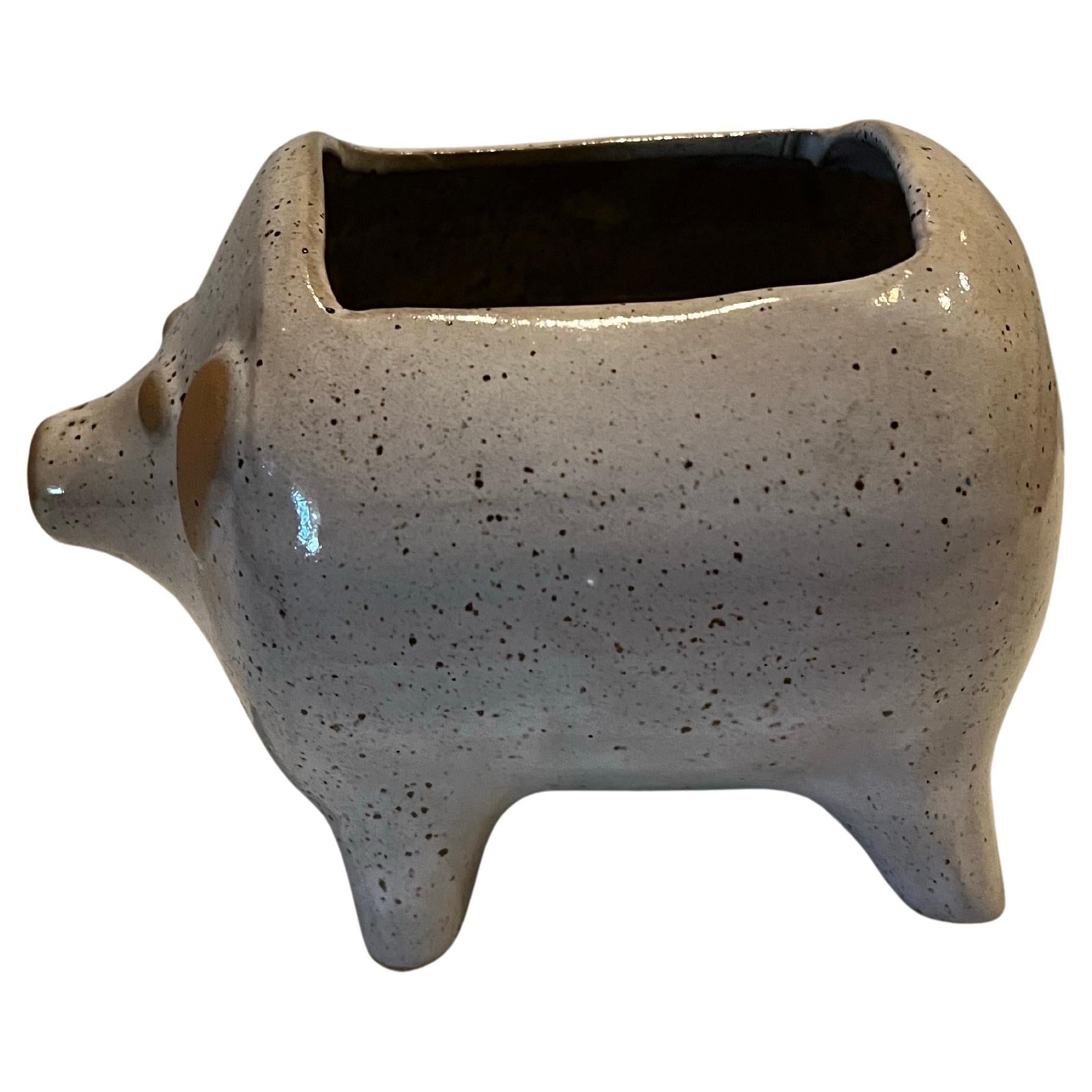 Macetero Cerdito Japonés de Cerámica Modernista de Mediados de Siglo de 1950 en venta