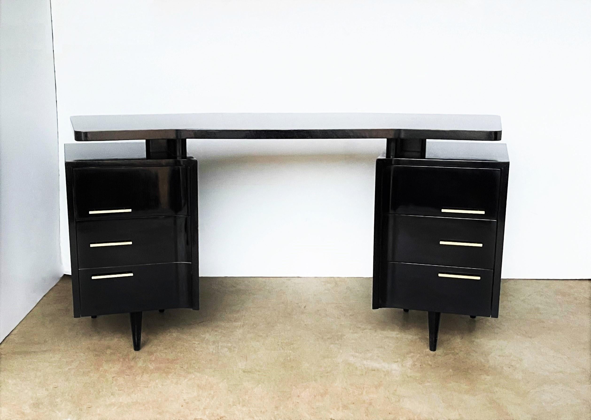 curved desk with drawers