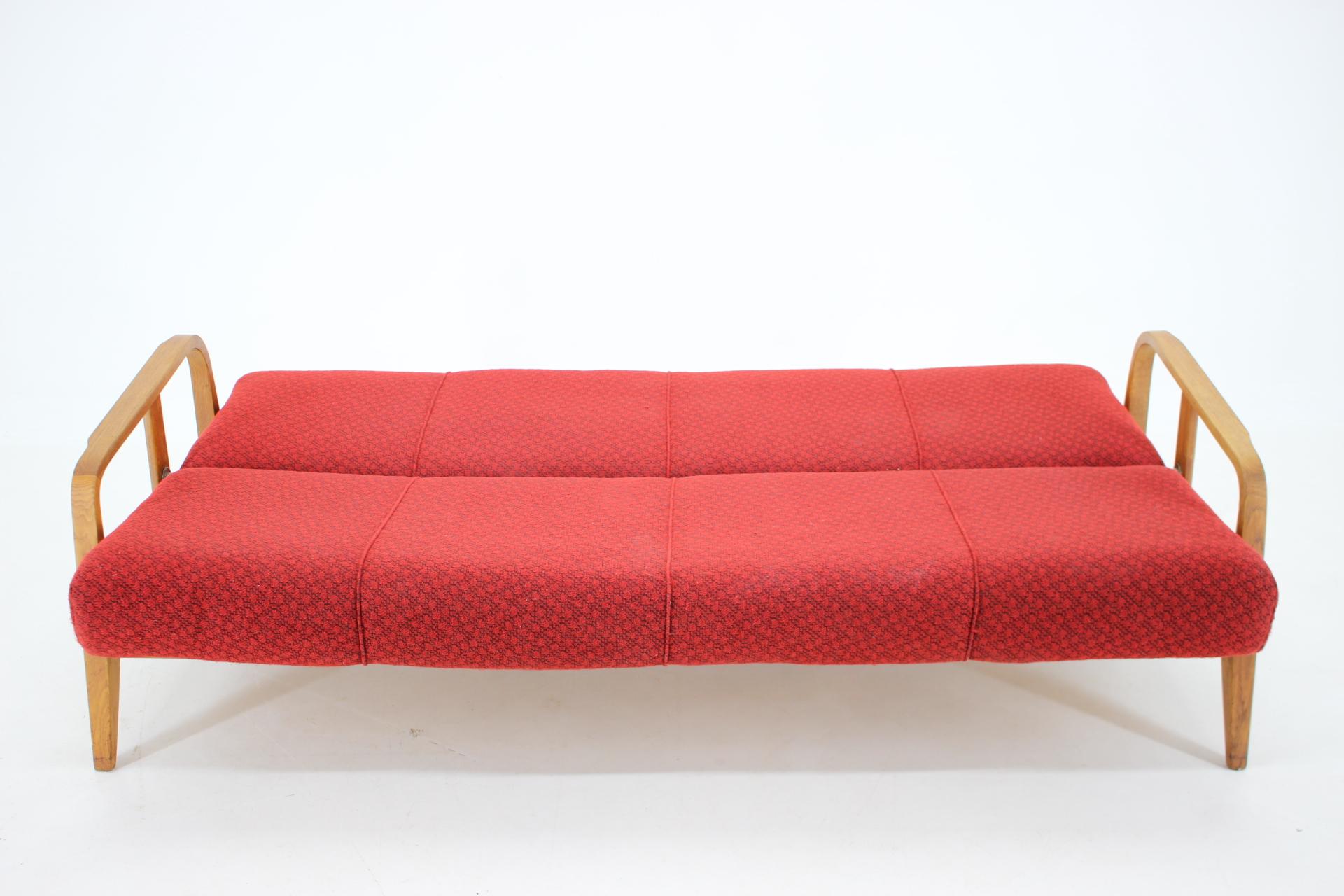 1950s Mid-Century Oak Bentwood Folding Sofa, Czechoslovakia 1