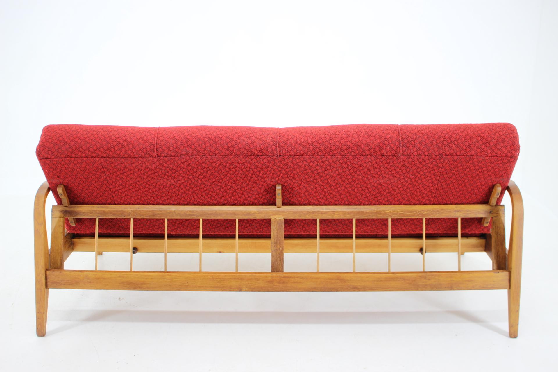 1950s Mid-Century Oak Bentwood Folding Sofa, Czechoslovakia 3