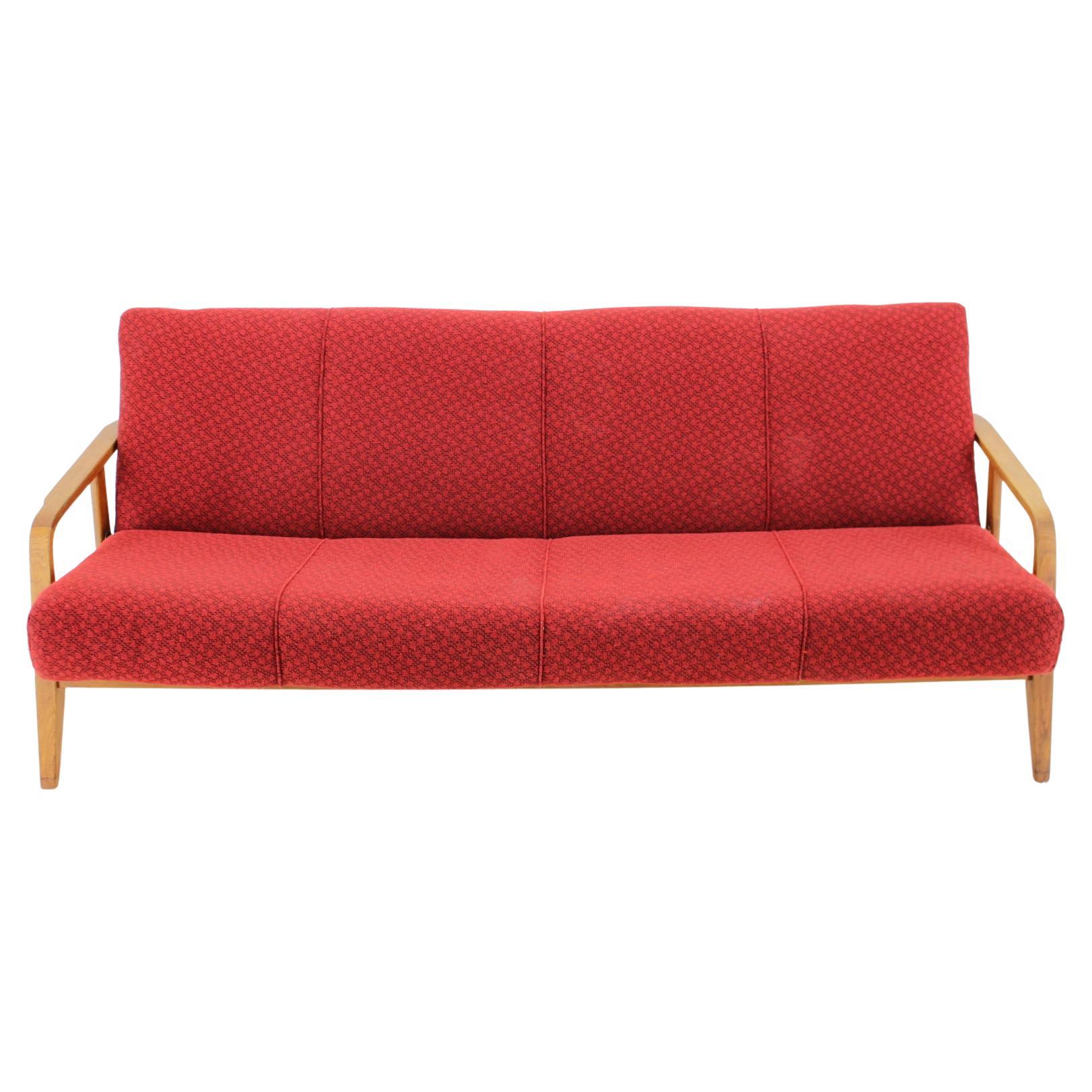 1950s Mid-Century Oak Bentwood Folding Sofa, Czechoslovakia