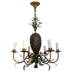1950s Mid Century Organic French Handcrafted Pineapple Shaped Chandelier