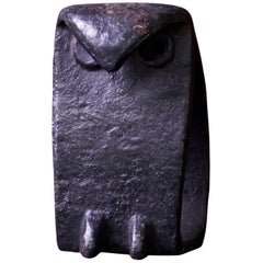 1950s Mid-Century Owl Bird Sculpture Made in Japan Heavy Metal
