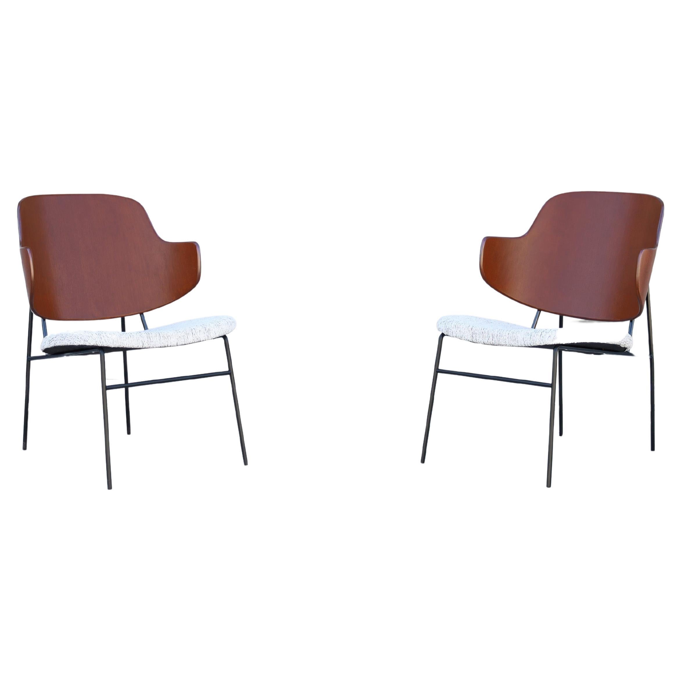 1950s Mid Century Penguin Chairs by Kofod Larsen for Selig- Set of 2