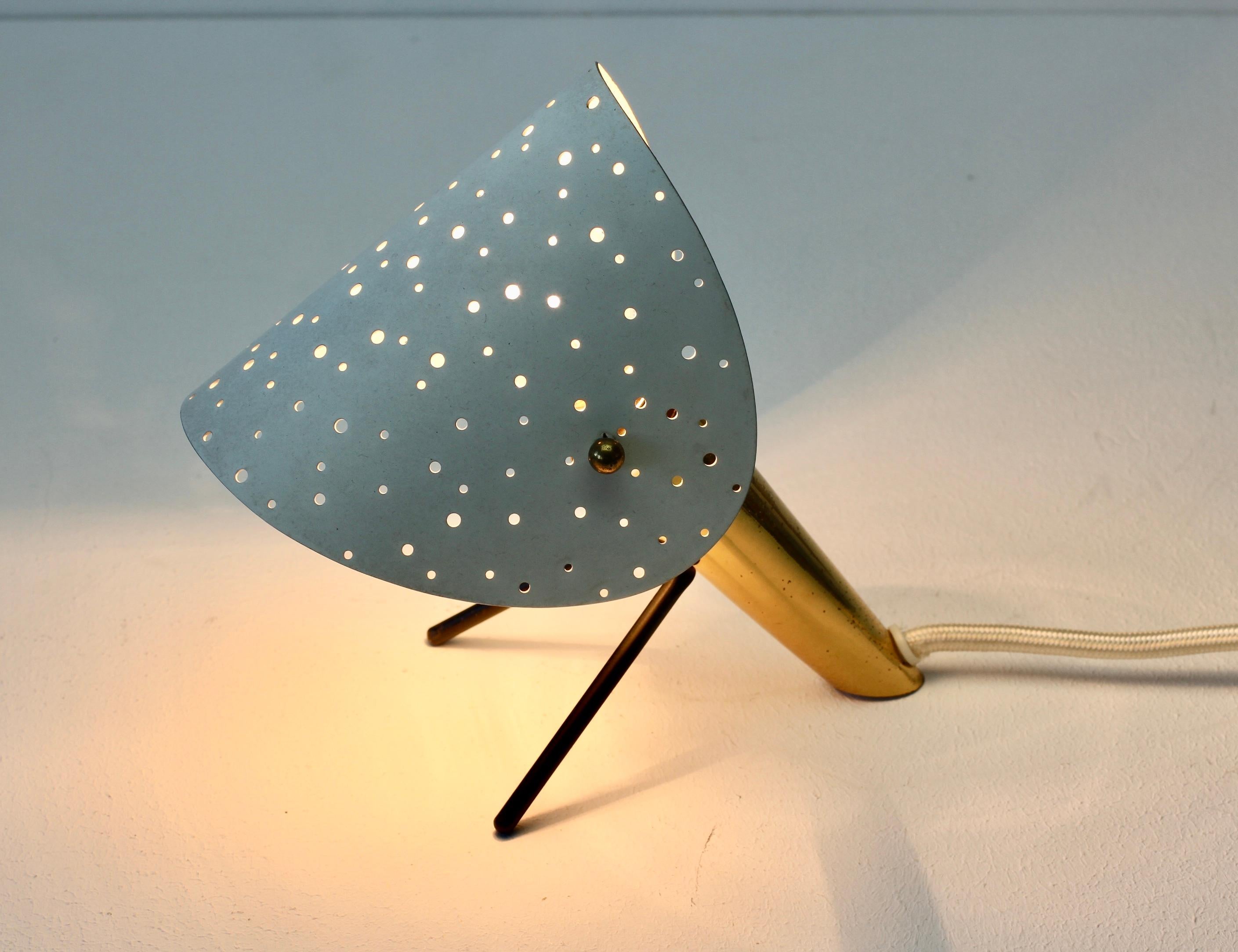 1950s Midcentury Perforated Metal & Brass Table Lamp or Desk Light by Ernst Igl 4