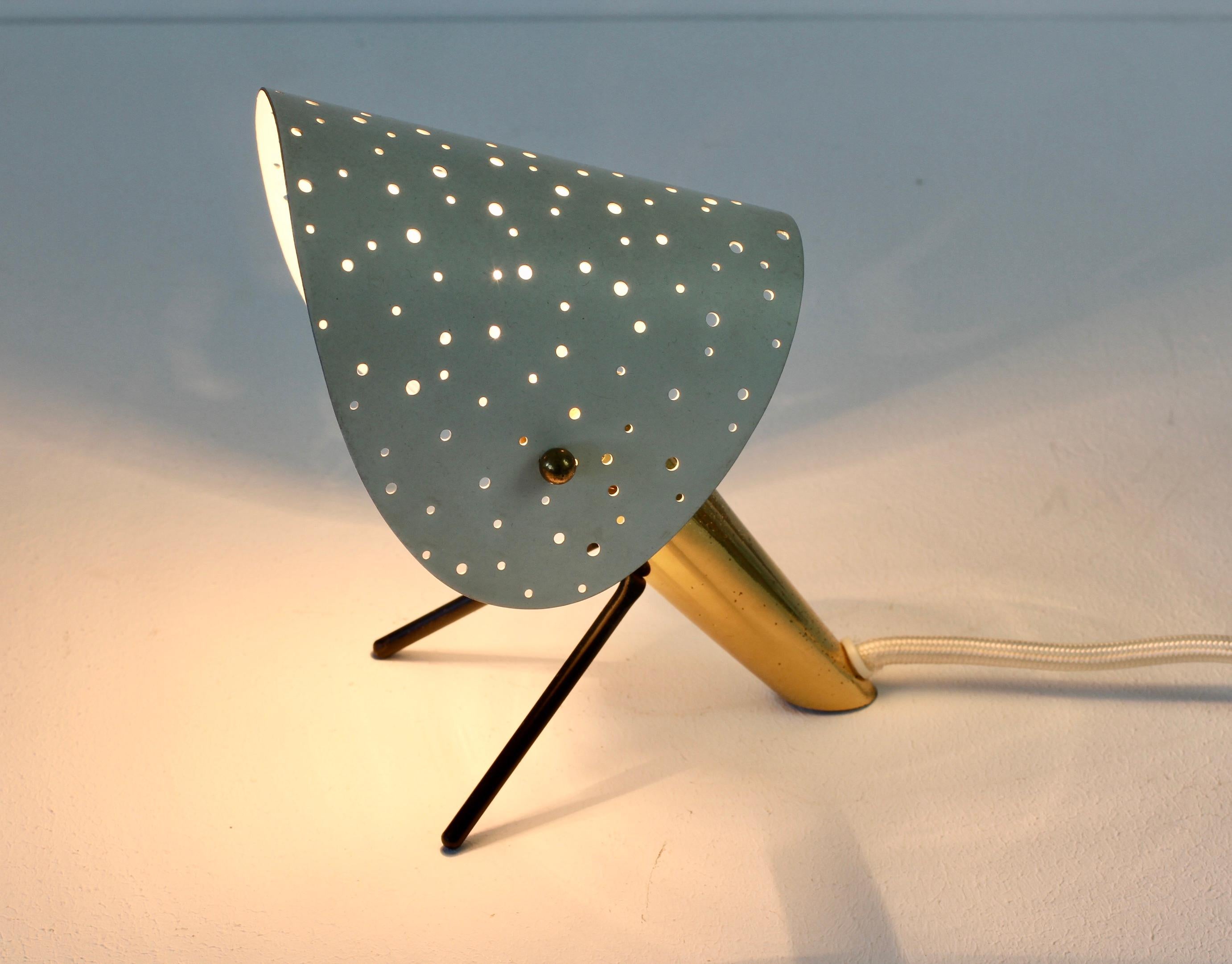 1950s Midcentury Perforated Metal & Brass Table Lamp or Desk Light by Ernst Igl 5