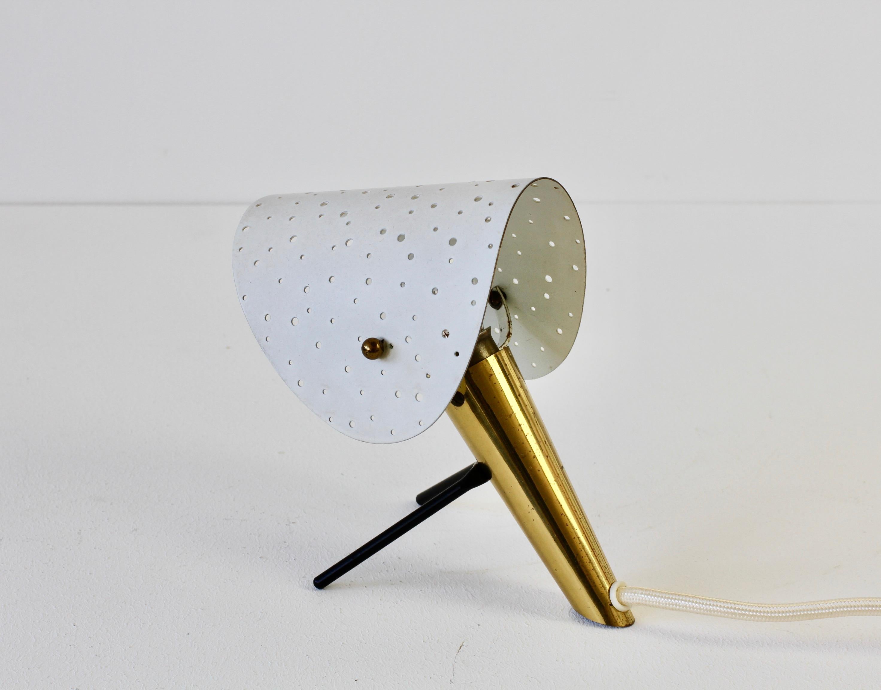 20th Century 1950s Midcentury Perforated Metal & Brass Table Lamp or Desk Light by Ernst Igl