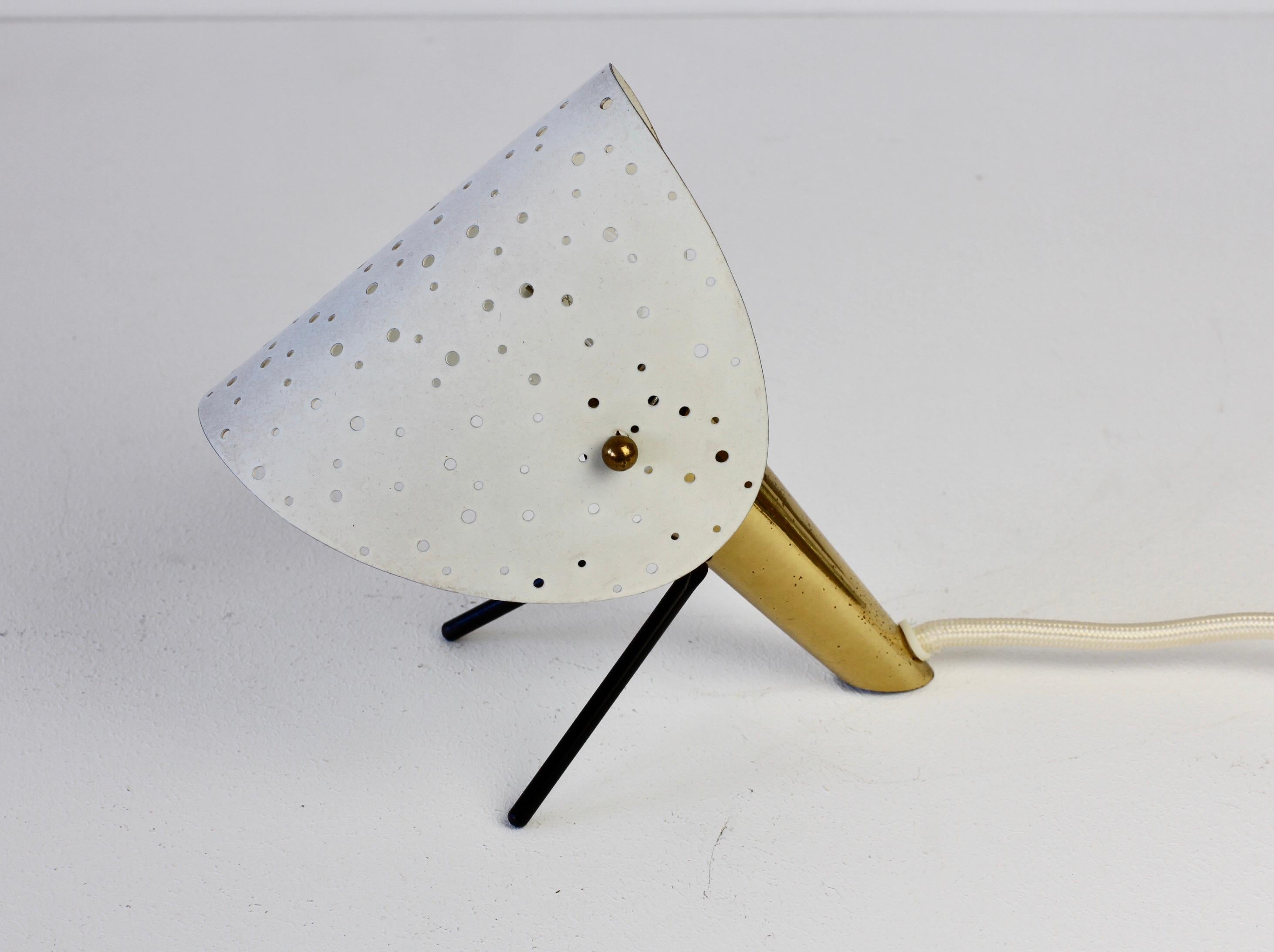 1950s Midcentury Perforated Metal & Brass Table Lamp or Desk Light by Ernst Igl 2