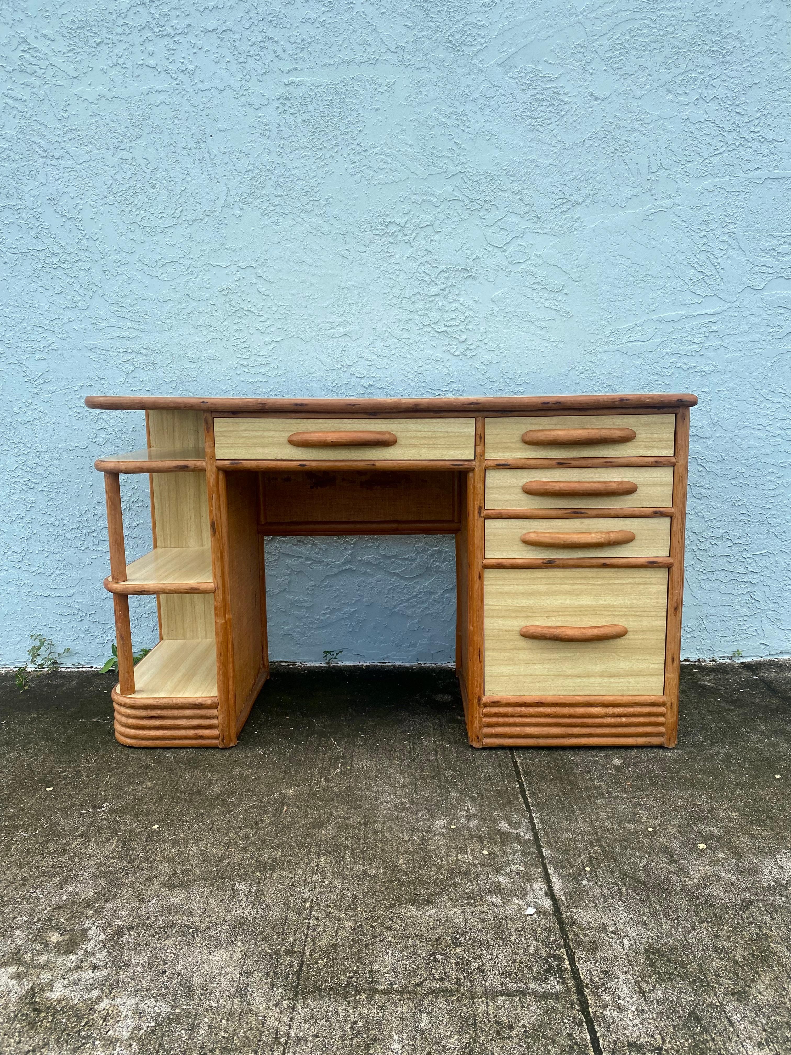 On offer on this occasion is one of the most stunning desk you could hope to find. This is an ultra-rare opportunity to acquire what is, unequivocally, the best of the best, it being a most spectacular and beautifully presented rattan desk.