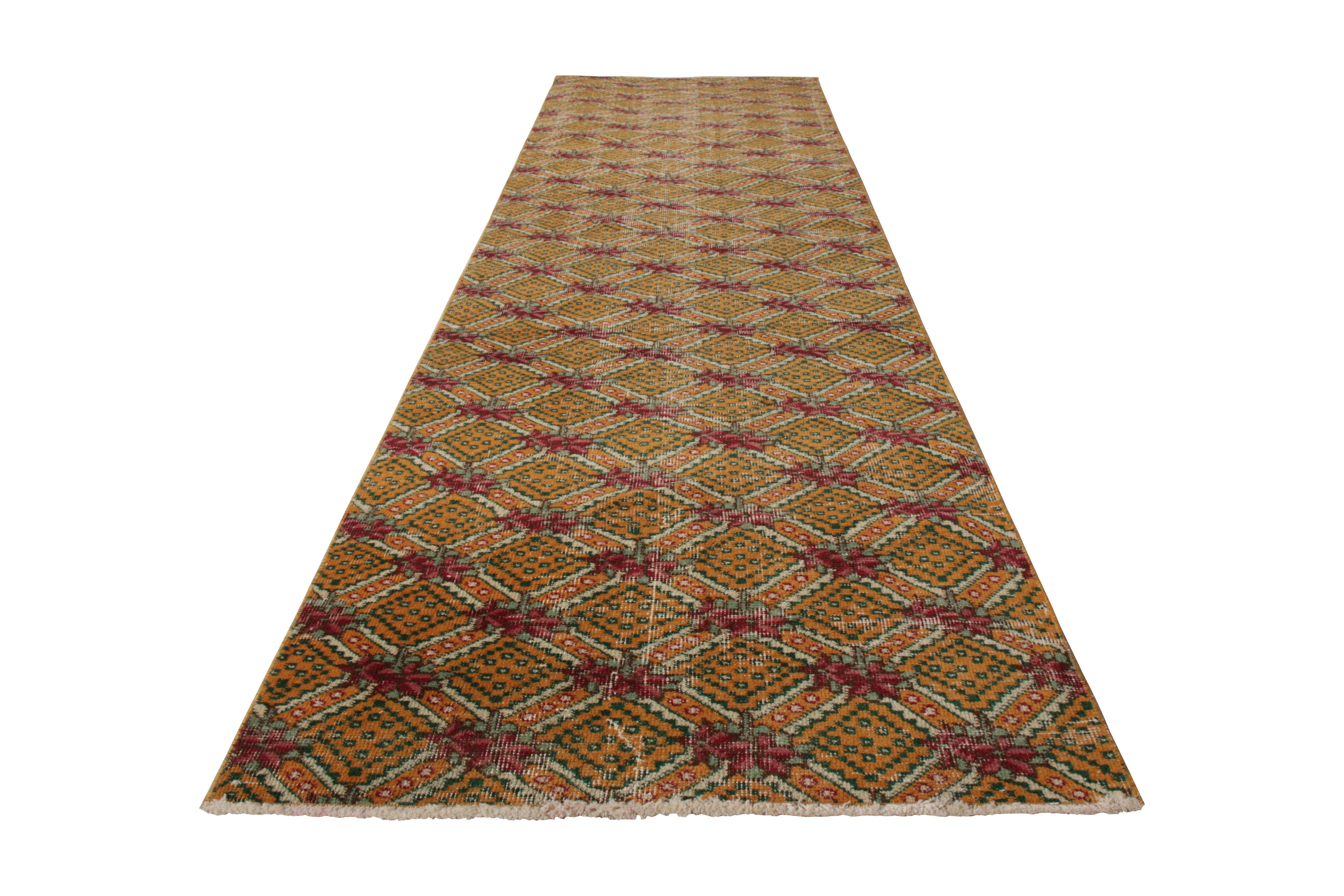 Hand knotted in Turkey originating between 1960-1970, this vintage midcentury runner joins Rug & Kilim’s midcentury Pasha collection celebrating Turkish icon Zeki Müren with Josh’s hand picked favorites from this period. This particular design