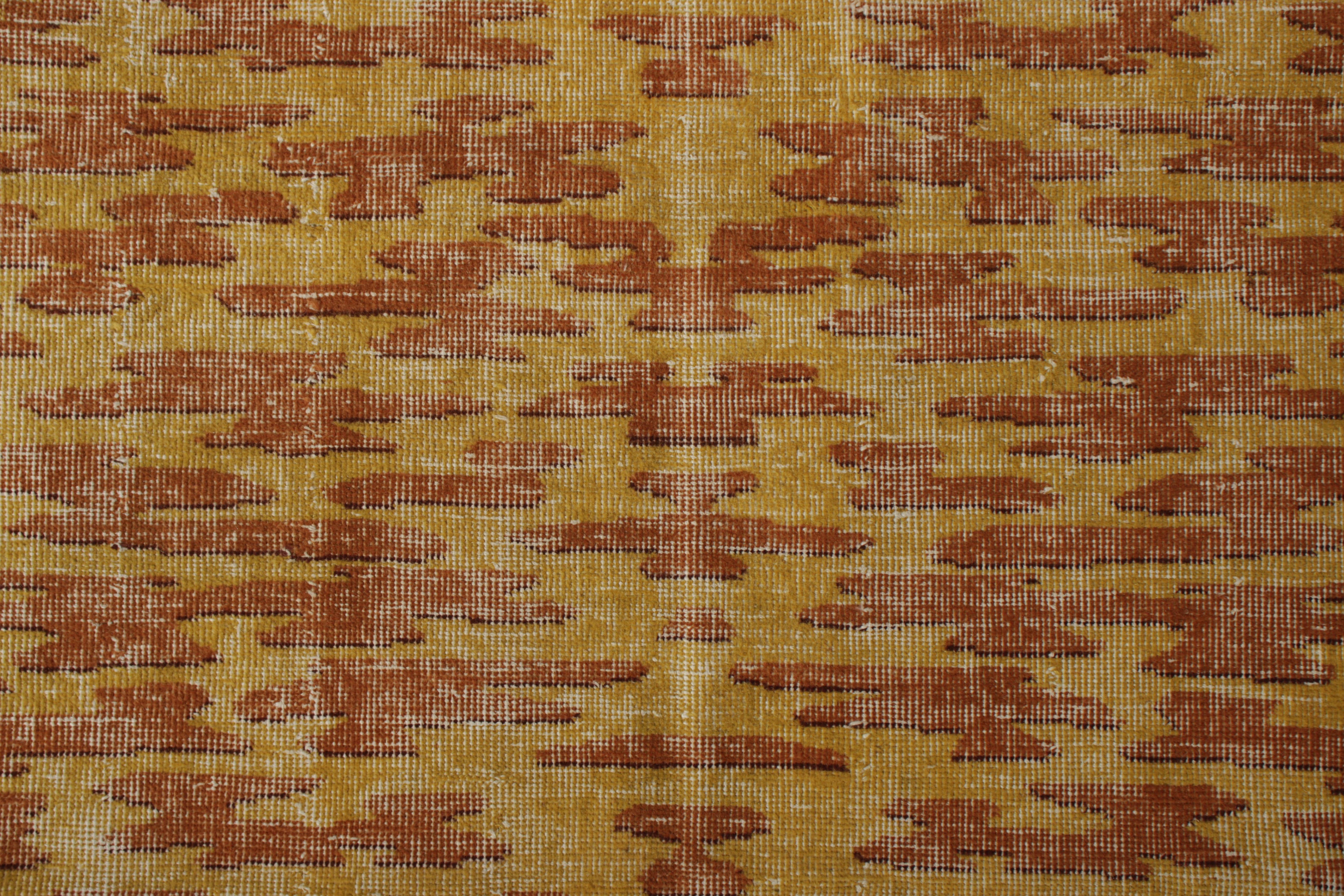Hand-Knotted 1950s Midcentury Rug Orange Yellow Vintage All-Over Pattern by Rug & Kilim For Sale