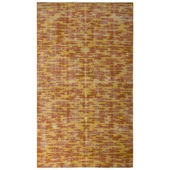 1950s Midcentury Rug Orange Yellow Retro All-Over Pattern by Rug & Kilim