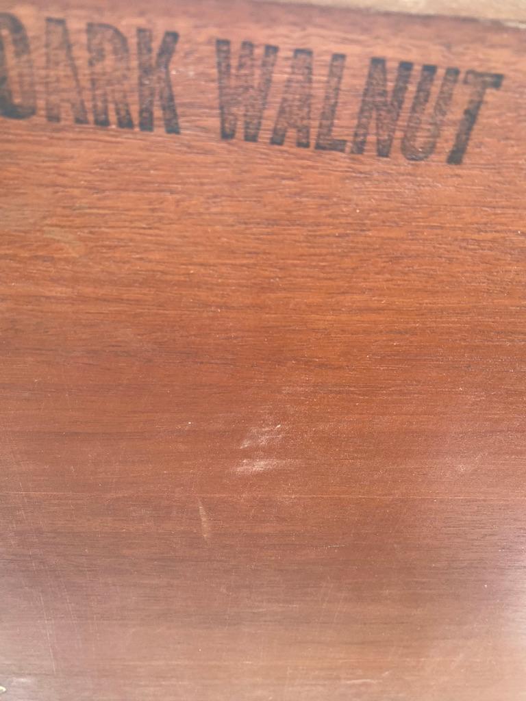 Mid-20th Century 1950s Midcentury RWAY Walnut and Brass Dresser For Sale