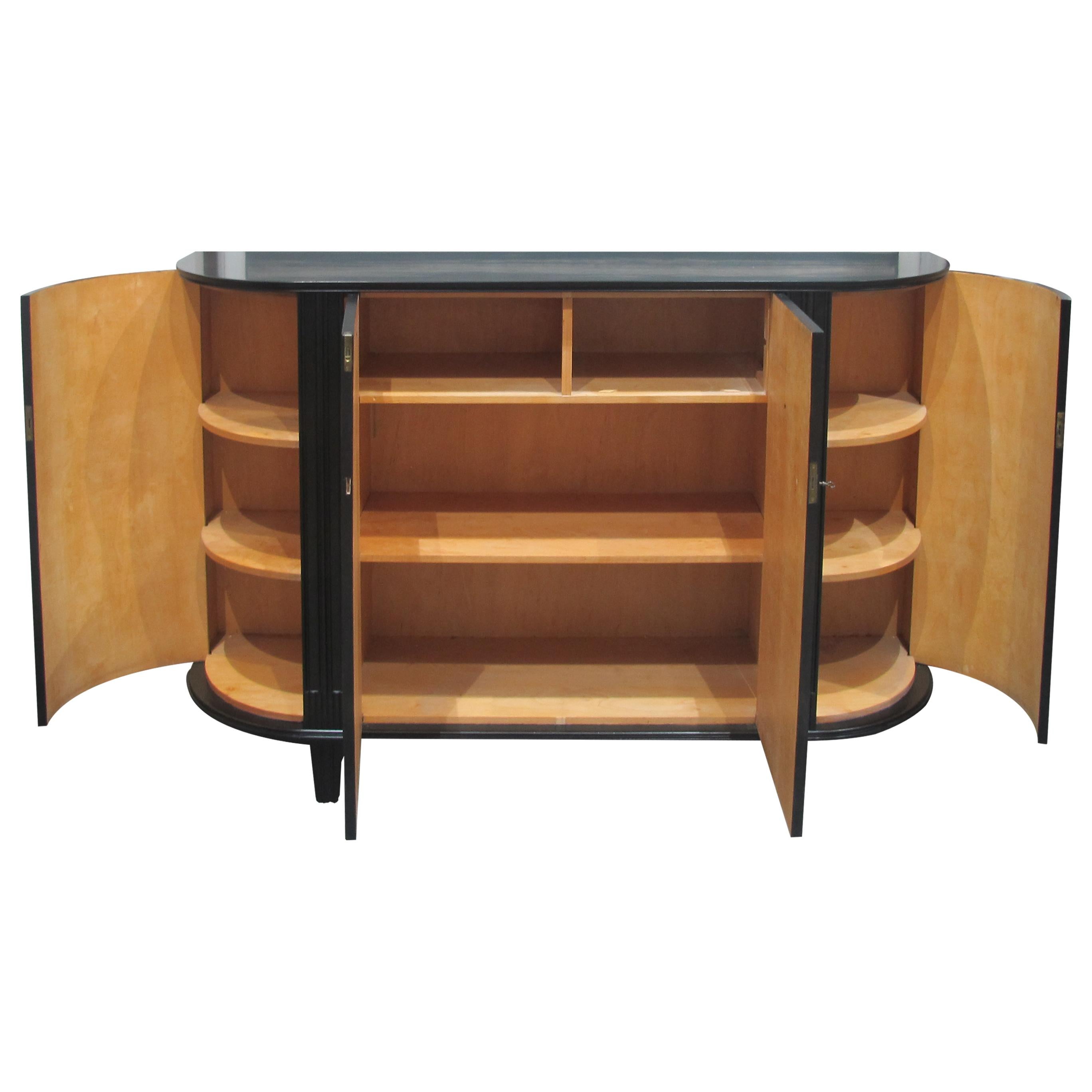 Mid-Century Modern 1950s Midcentury Scandinavian Large Black Tall Bow Fronted Sideboard Credenza