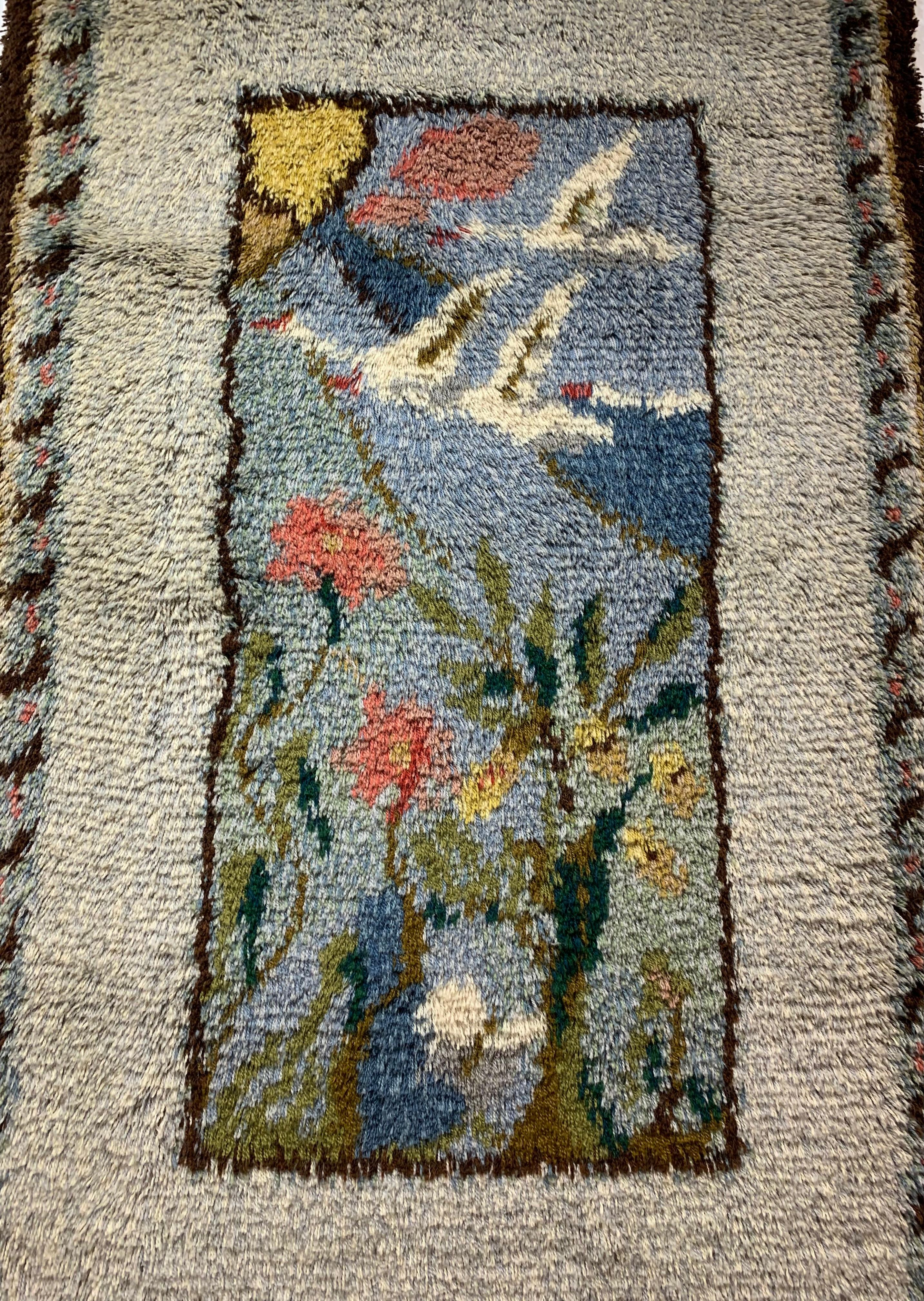 1950s Mid Century Scandinavian Rya Pictorial Rug 2