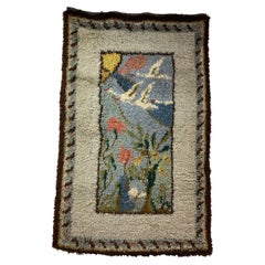 1950s Mid Century Scandinavian Rya Pictorial Rug