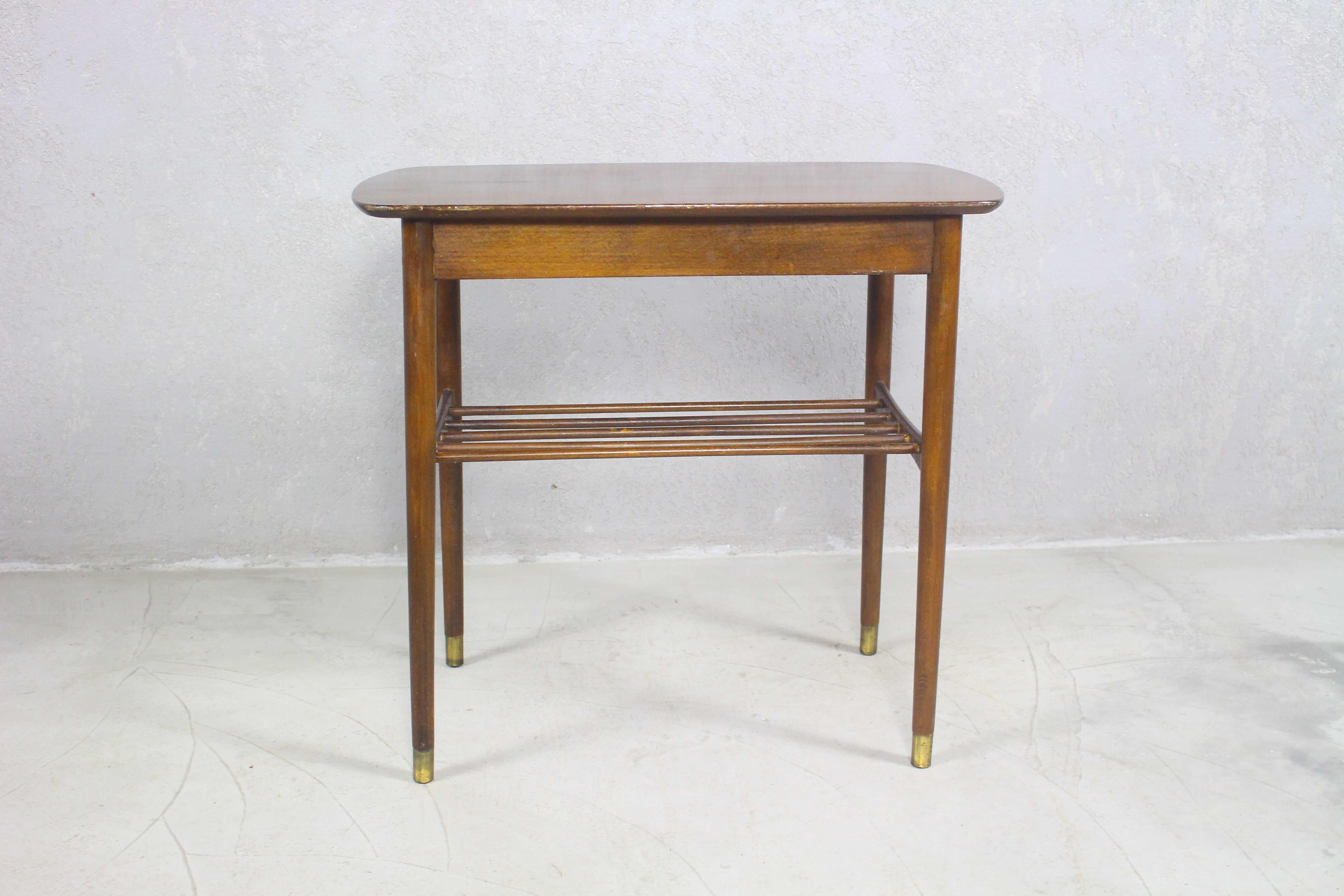 1950s Mid Century Side Table Or Nightstand With Brass Feet For Sale 4
