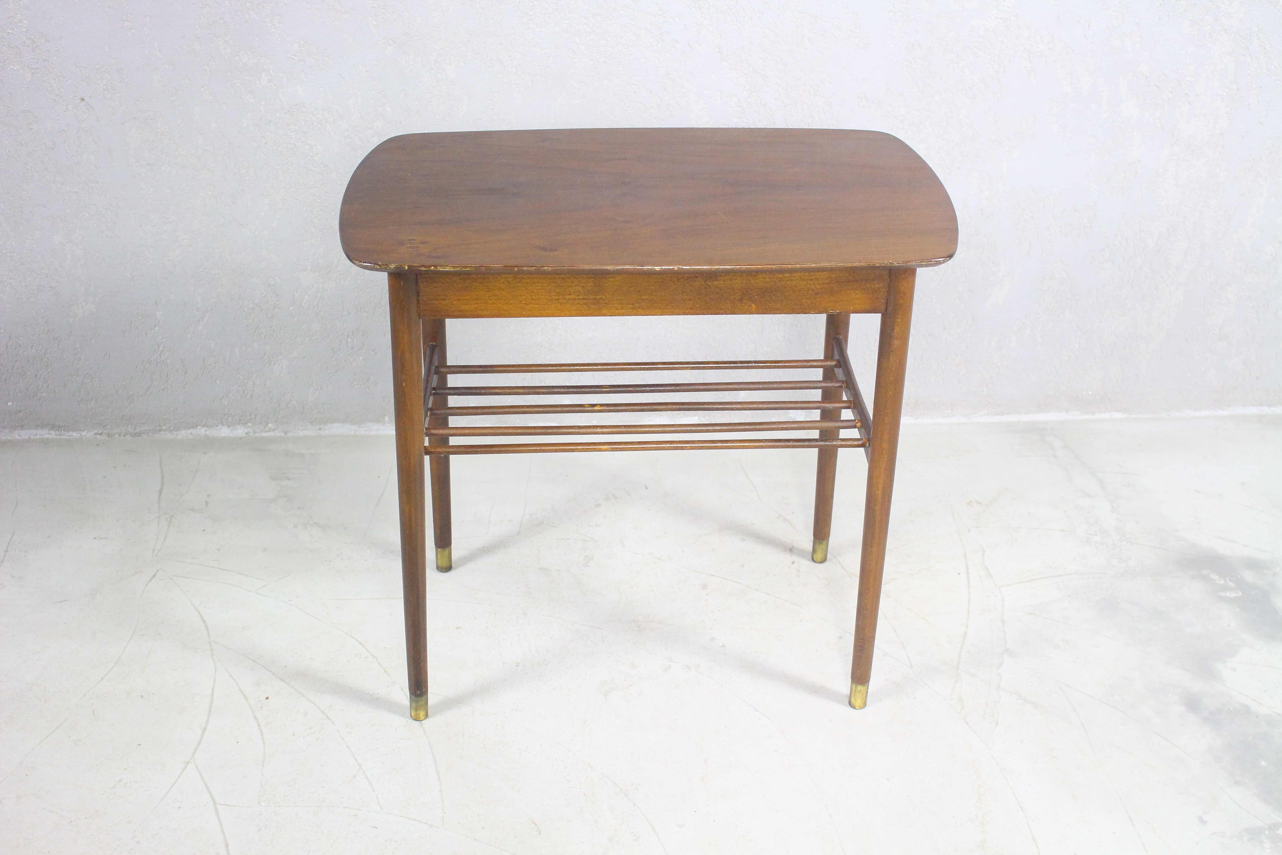1950s Mid Century Side Table Or Nightstand With Brass Feet For Sale 5