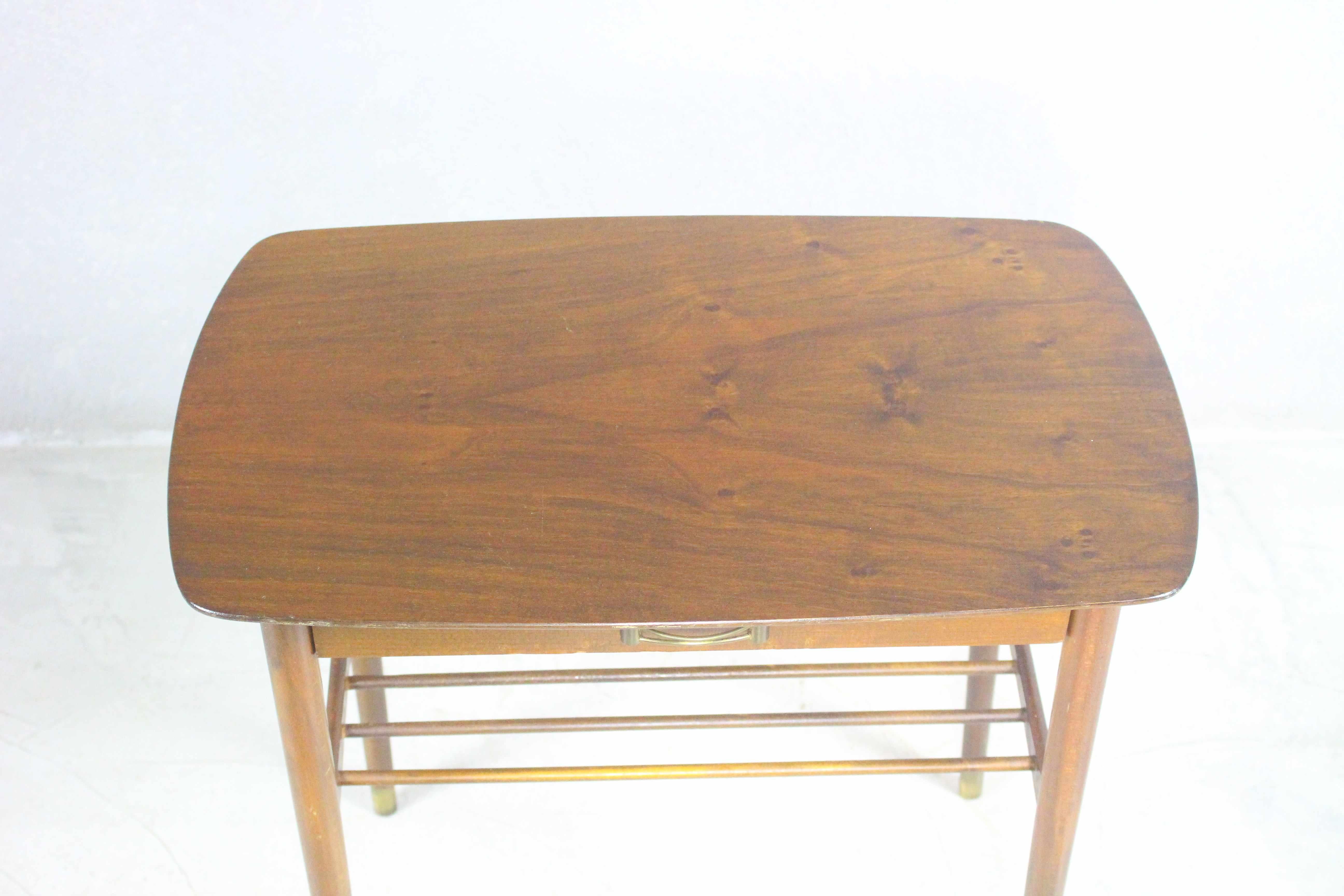 20th Century 1950s Mid Century Side Table Or Nightstand With Brass Feet For Sale