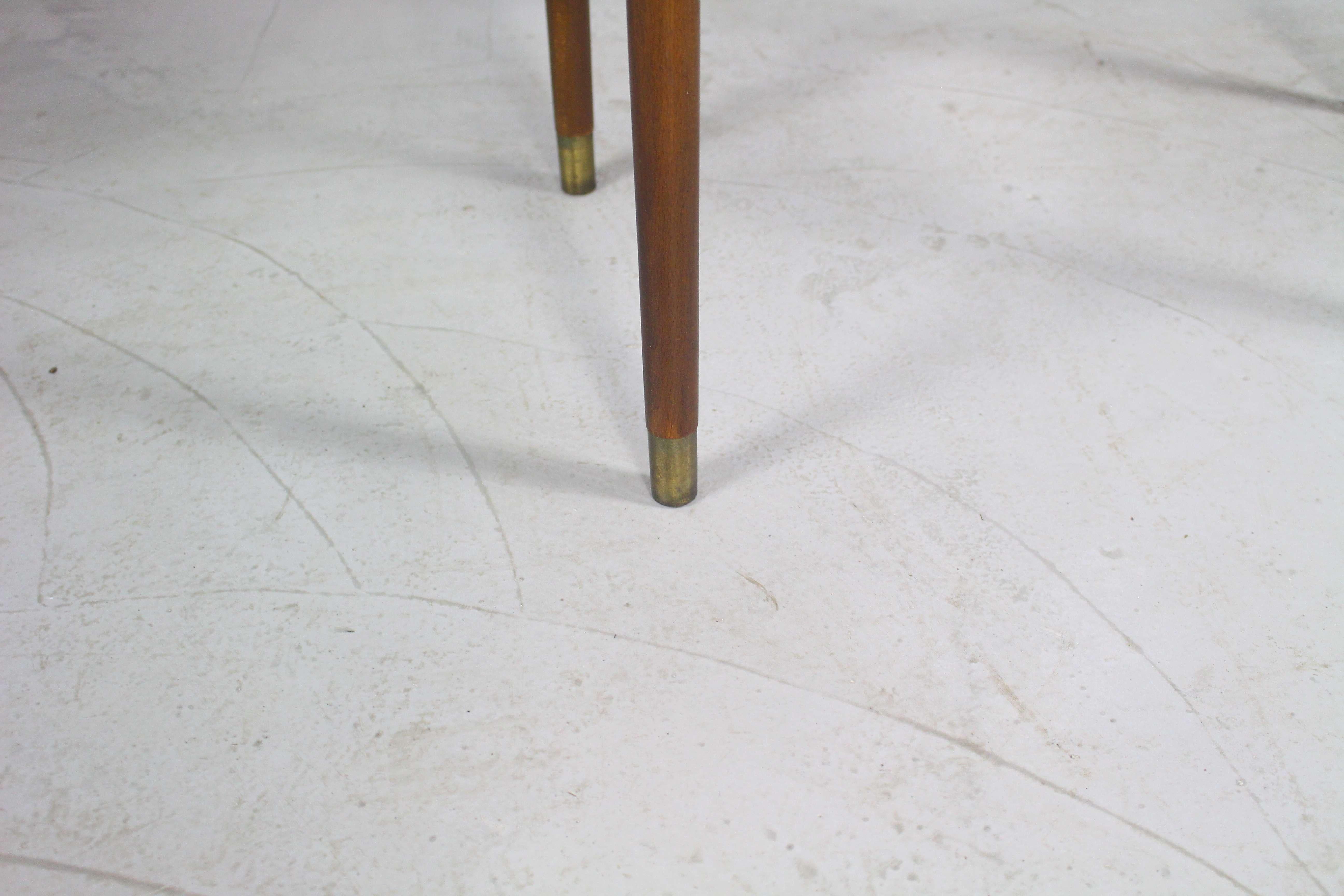 1950s Mid Century Side Table Or Nightstand With Brass Feet For Sale 2