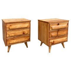 1950s Mid-Century Signed Franklin Shockey Sculpted Pine Nightstands - a Pair
