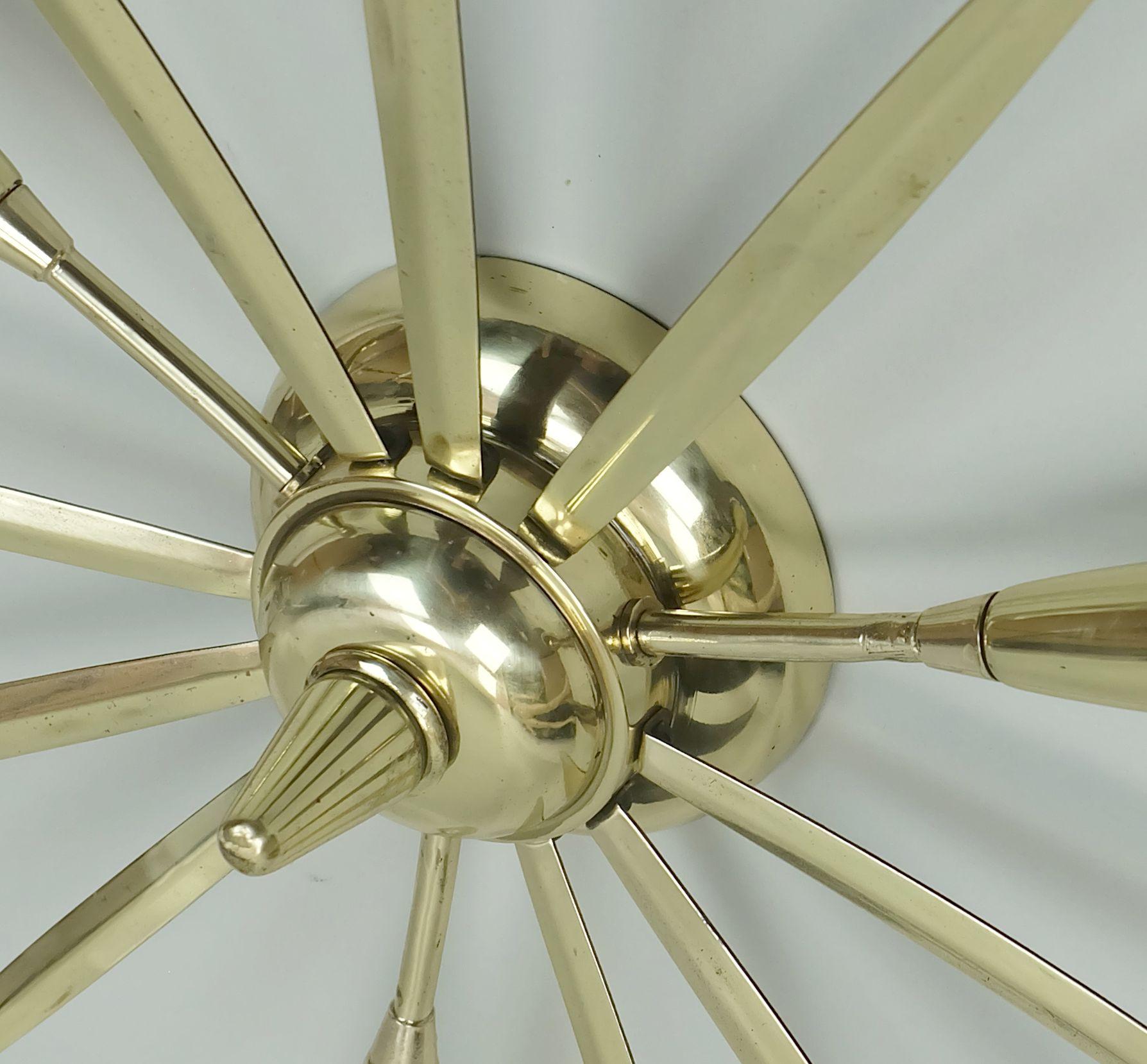 1950er Jahre Mitte des Jahrhunderts Sputnik 3-Licht Messing FLUSH MOUNT im Angebot 4