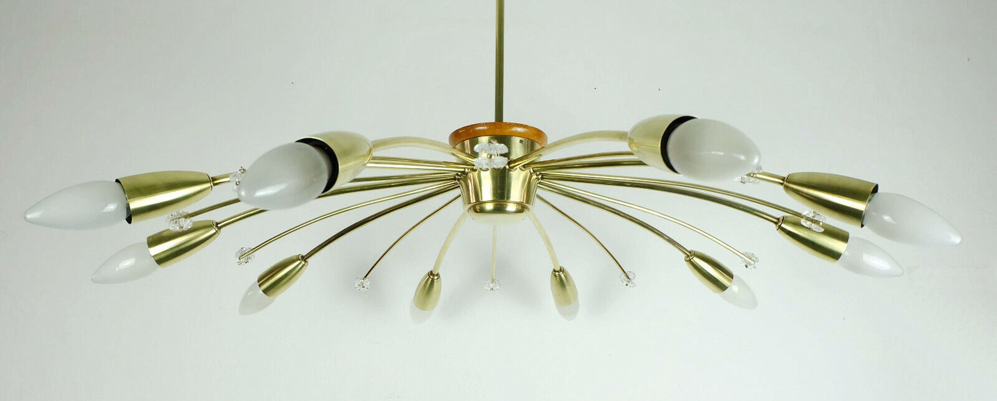 1950s Mid-Century Sputnik Spider Ceiling Lamp Chandelier Rupert Nikoll For Sale 7