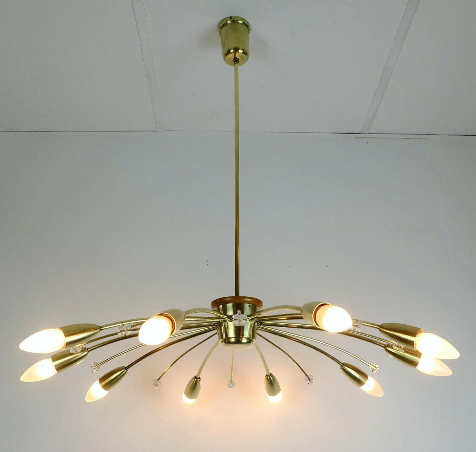 1950s Mid-Century Sputnik Spider Ceiling Lamp Chandelier Rupert Nikoll For Sale 9
