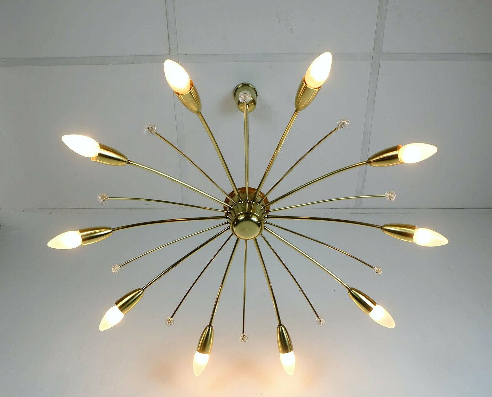 Austrian 1950s Mid-Century Sputnik Spider Ceiling Lamp Chandelier Rupert Nikoll For Sale