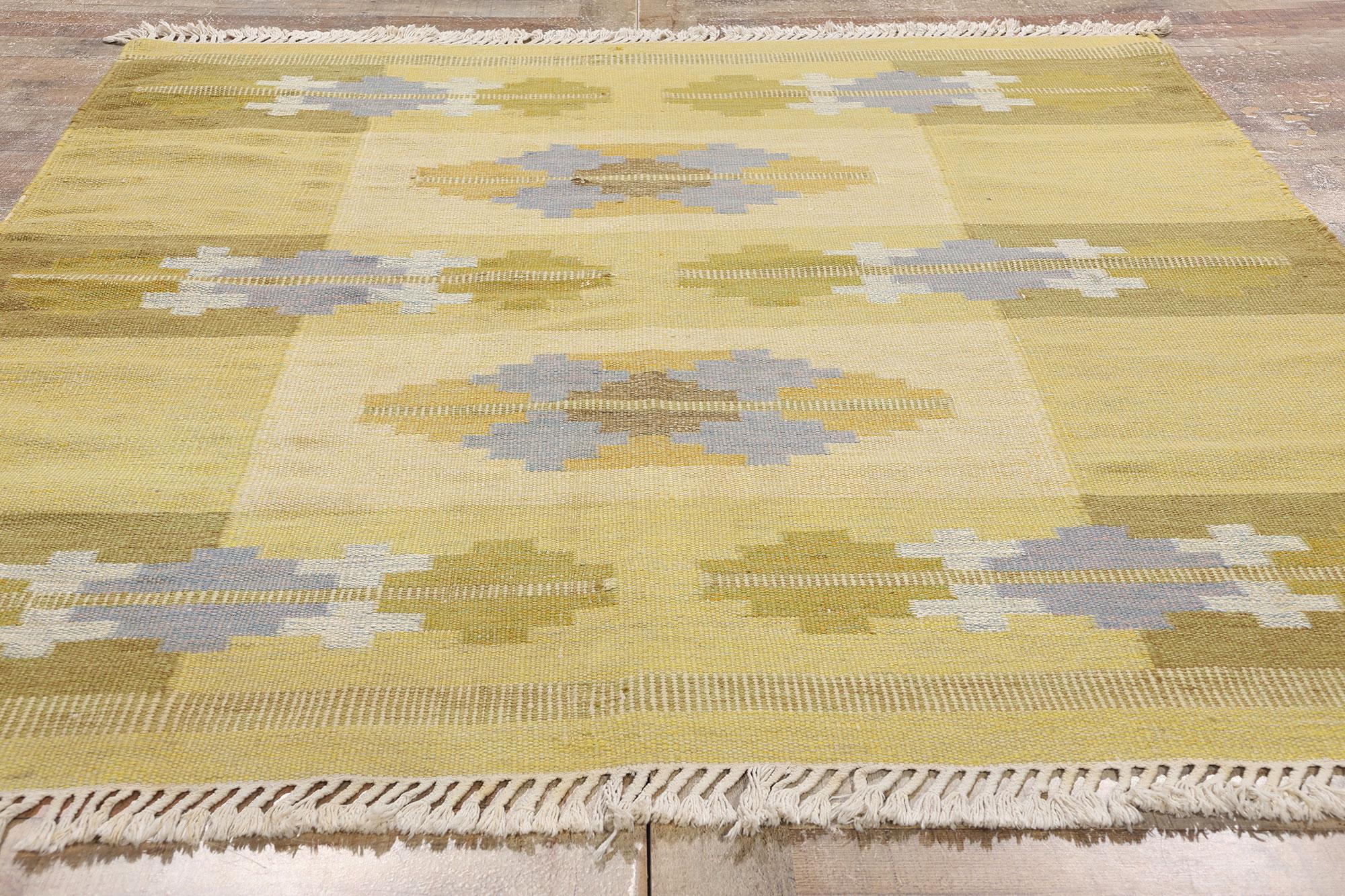 Tessuto a mano Röllakan scandinavo svedese di metà secolo del 1950, firmato LK in vendita
