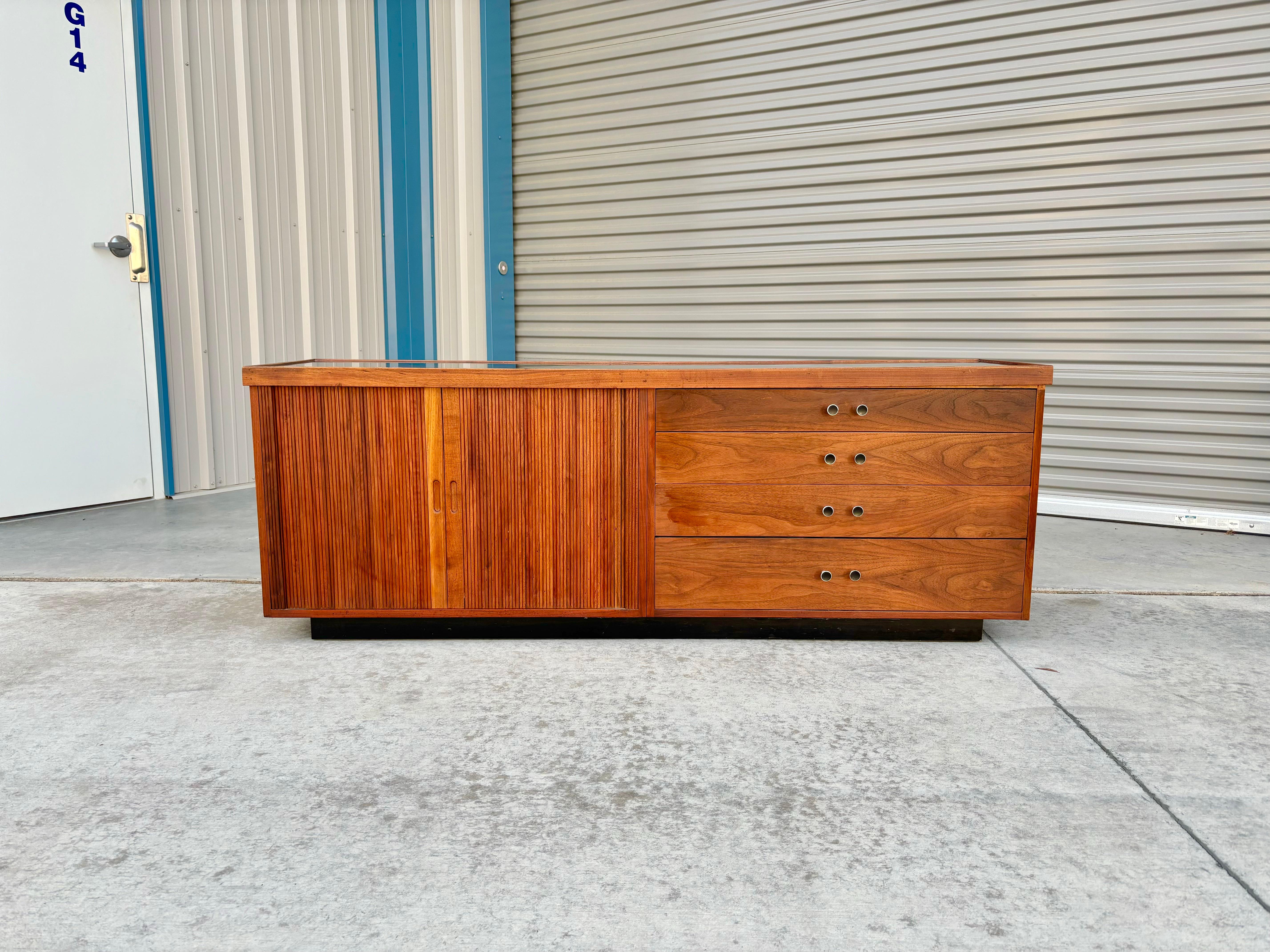 Mid-Century Modern 1950s Mid Century Tambour Door Credenza by Glenn of California For Sale