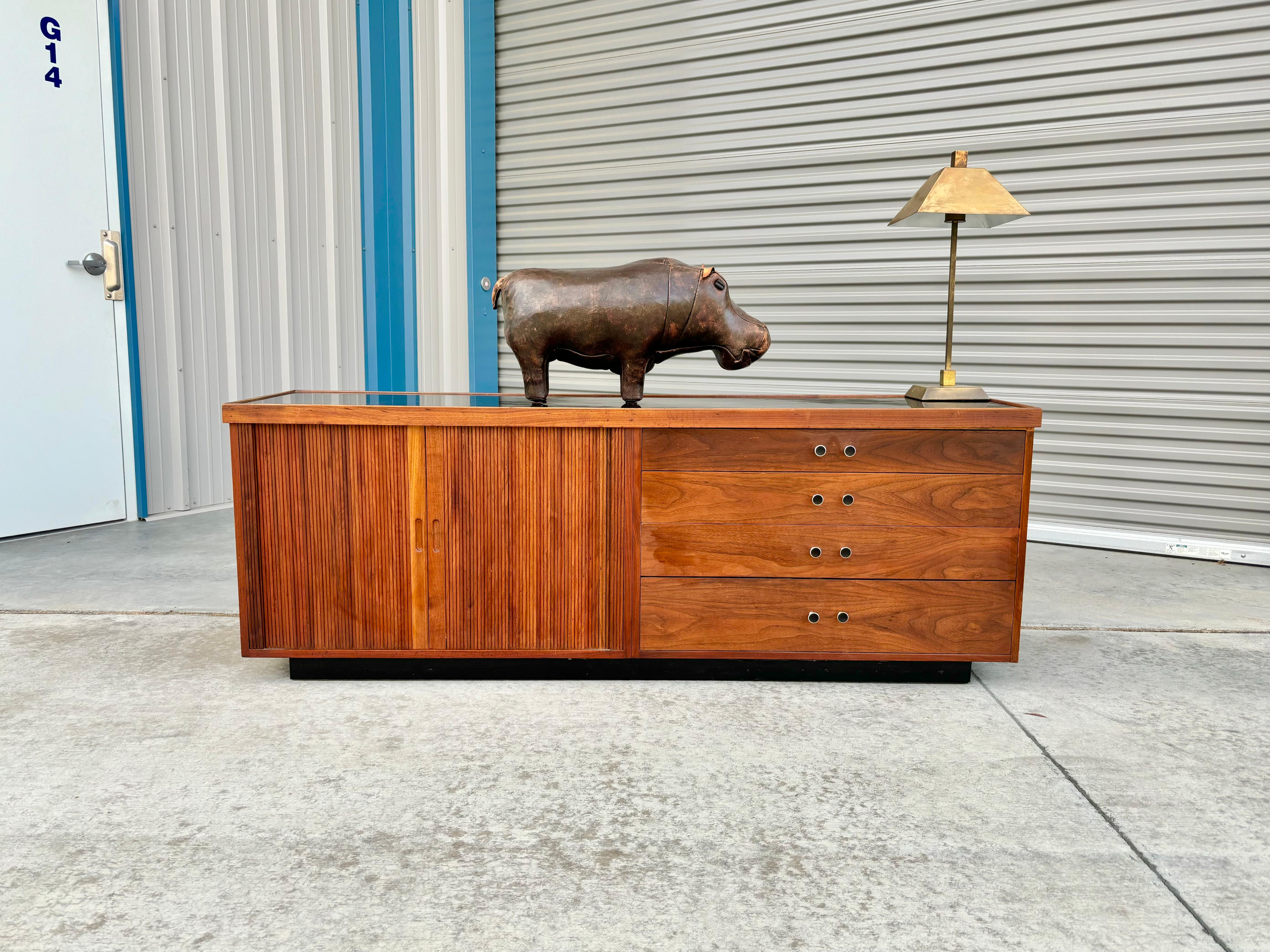 American 1950s Mid Century Tambour Door Credenza by Glenn of California For Sale