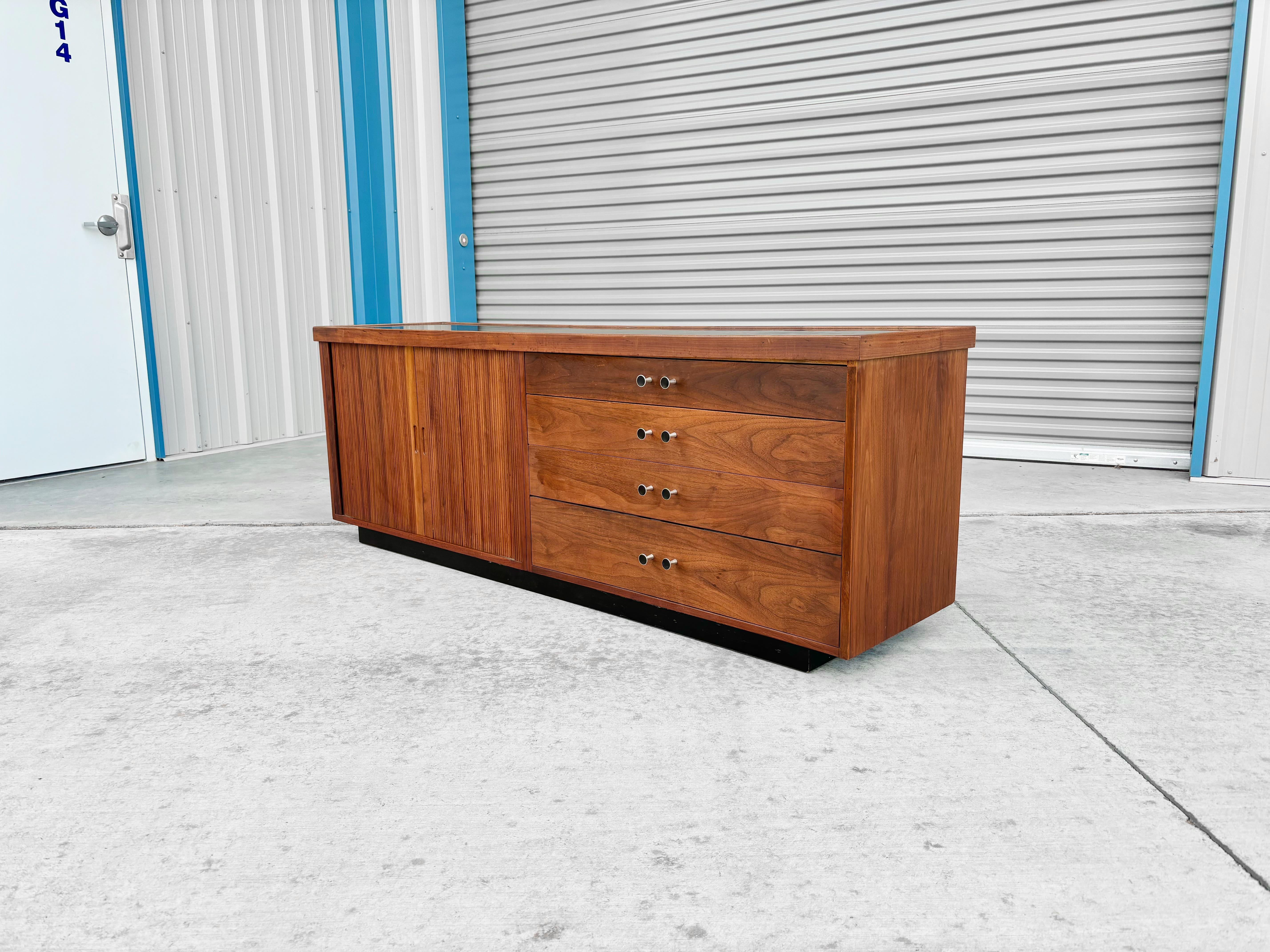 American 1950s Mid Century Tambour Door Credenza by Glenn of California For Sale