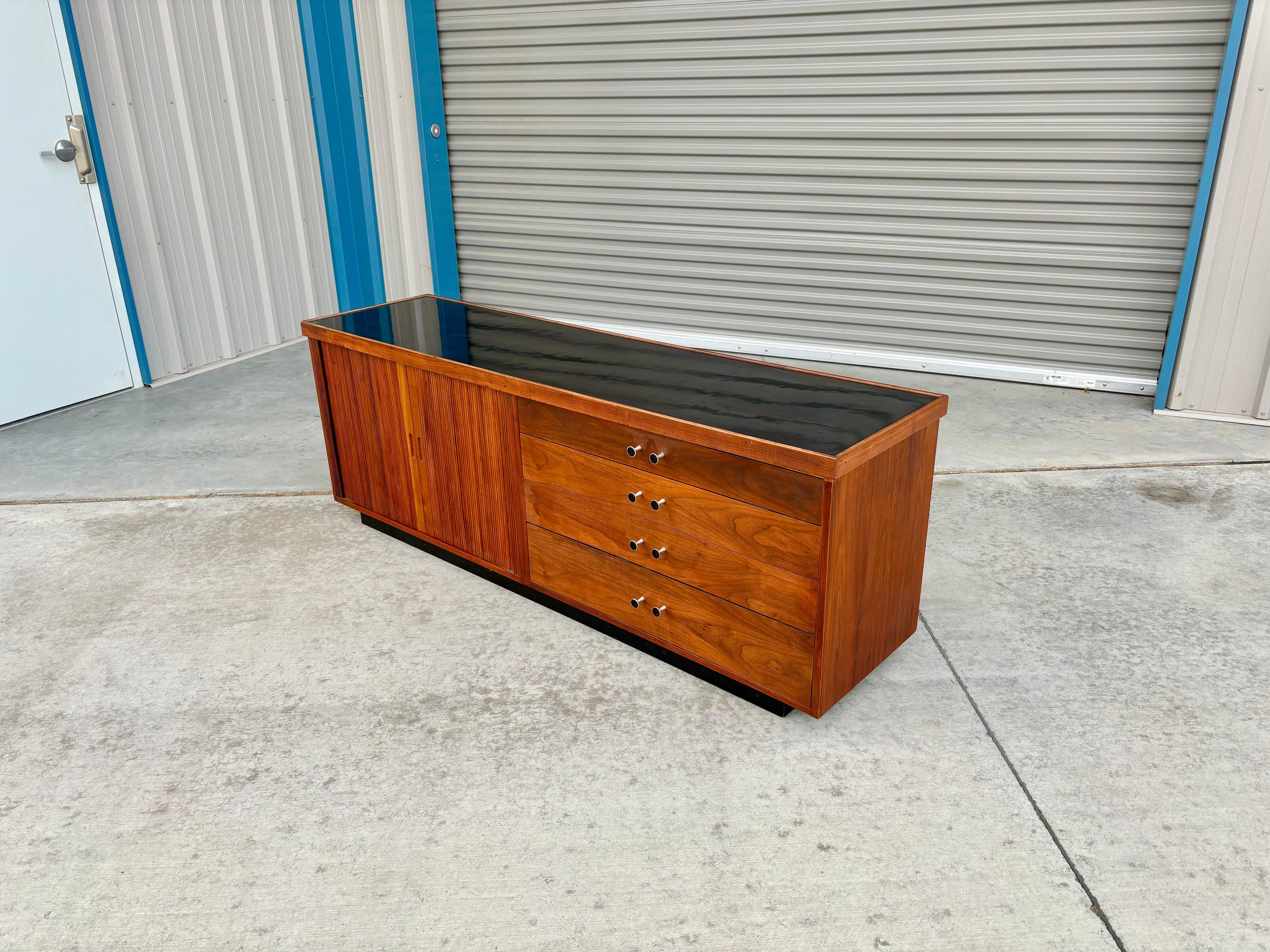 Walnut 1950s Mid Century Tambour Door Credenza by Glenn of California For Sale