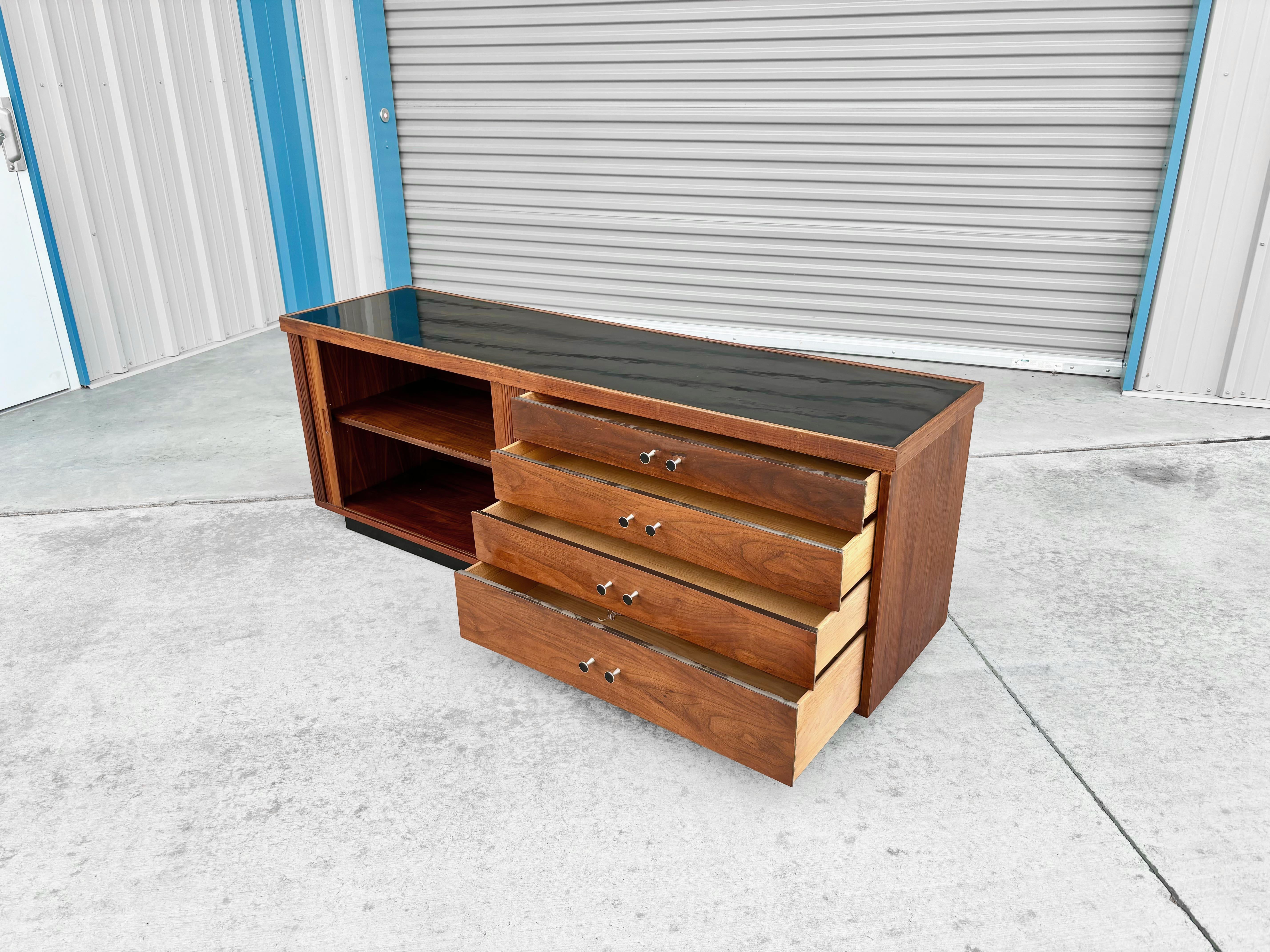 Walnut 1950s Mid Century Tambour Door Credenza by Glenn of California For Sale