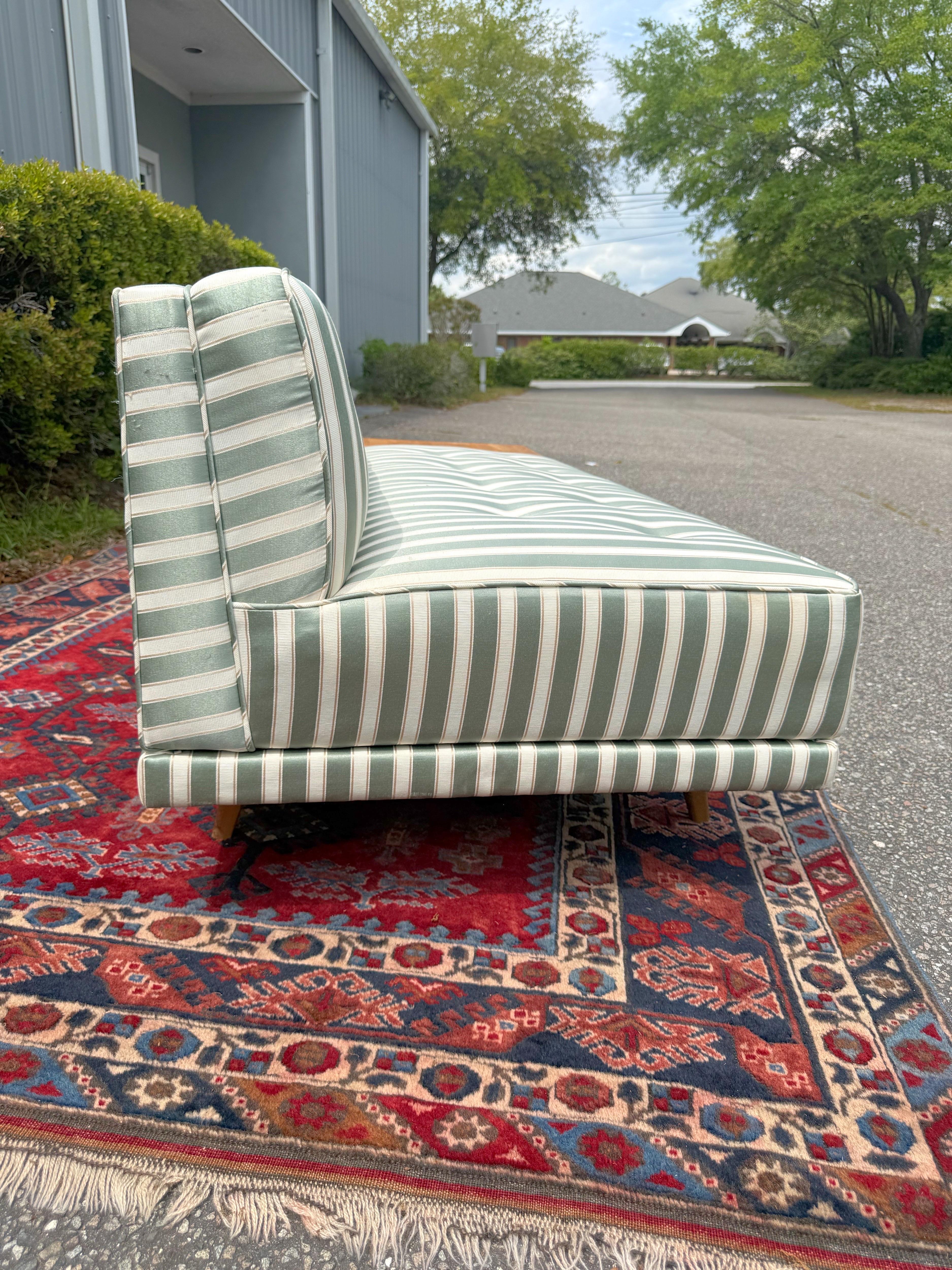 1950s Mid-Century Upholstered Chaise With Attached Table For Sale 5