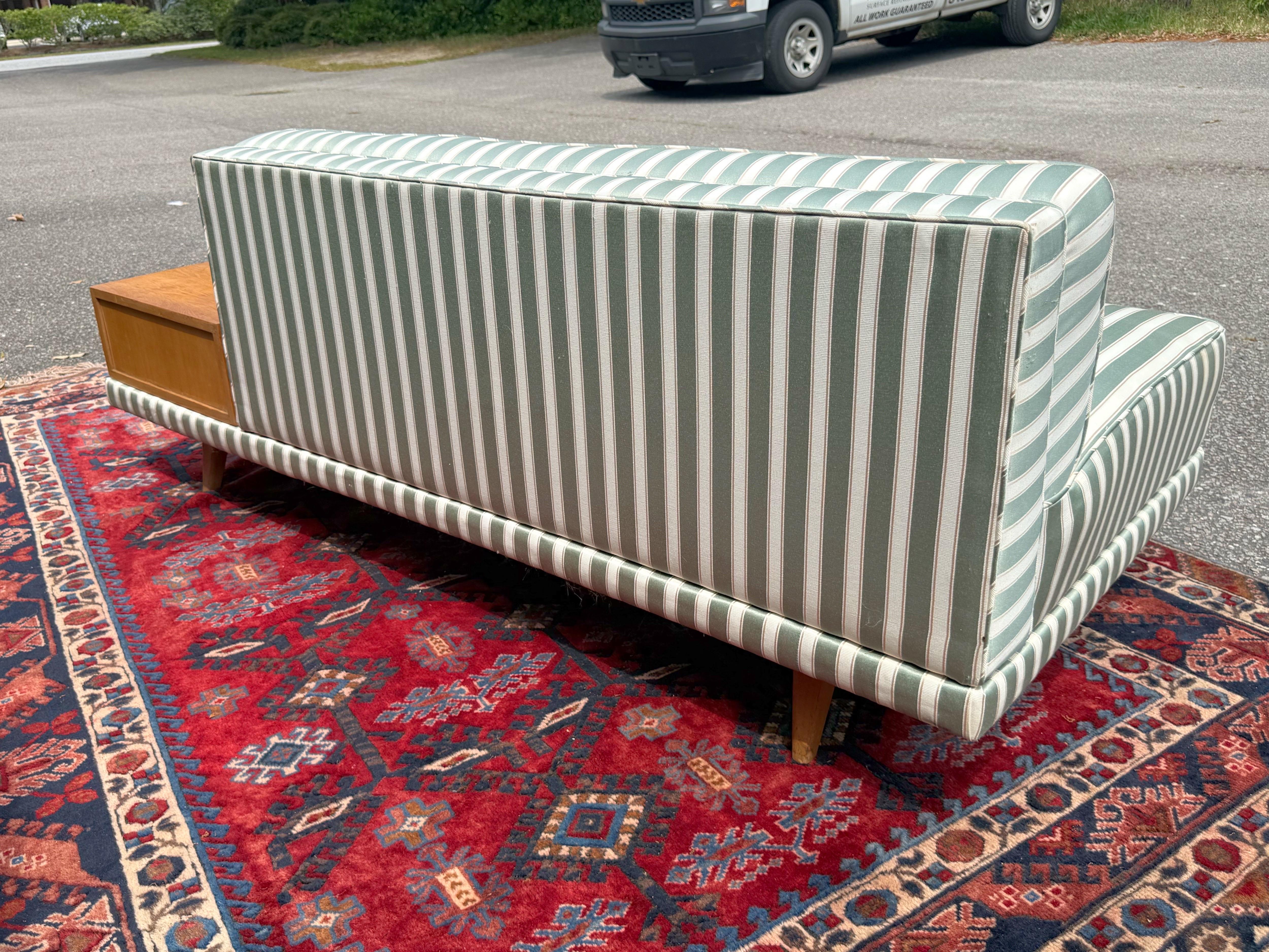 1950s Mid-Century Upholstered Chaise With Attached Table For Sale 6