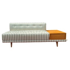 1950s Mid-Century Upholstered Chaise With Attached Table