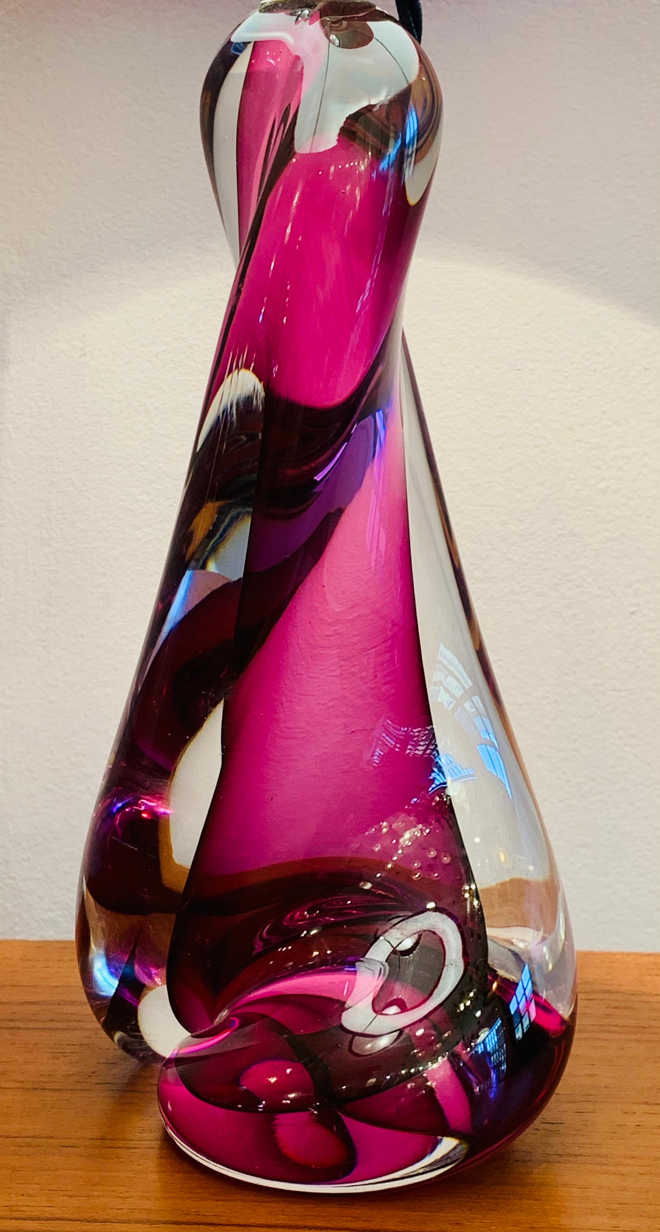 1950s Midcentury Val St Lambert Twisted Purple Glass Lamp Base Inc Shade 3