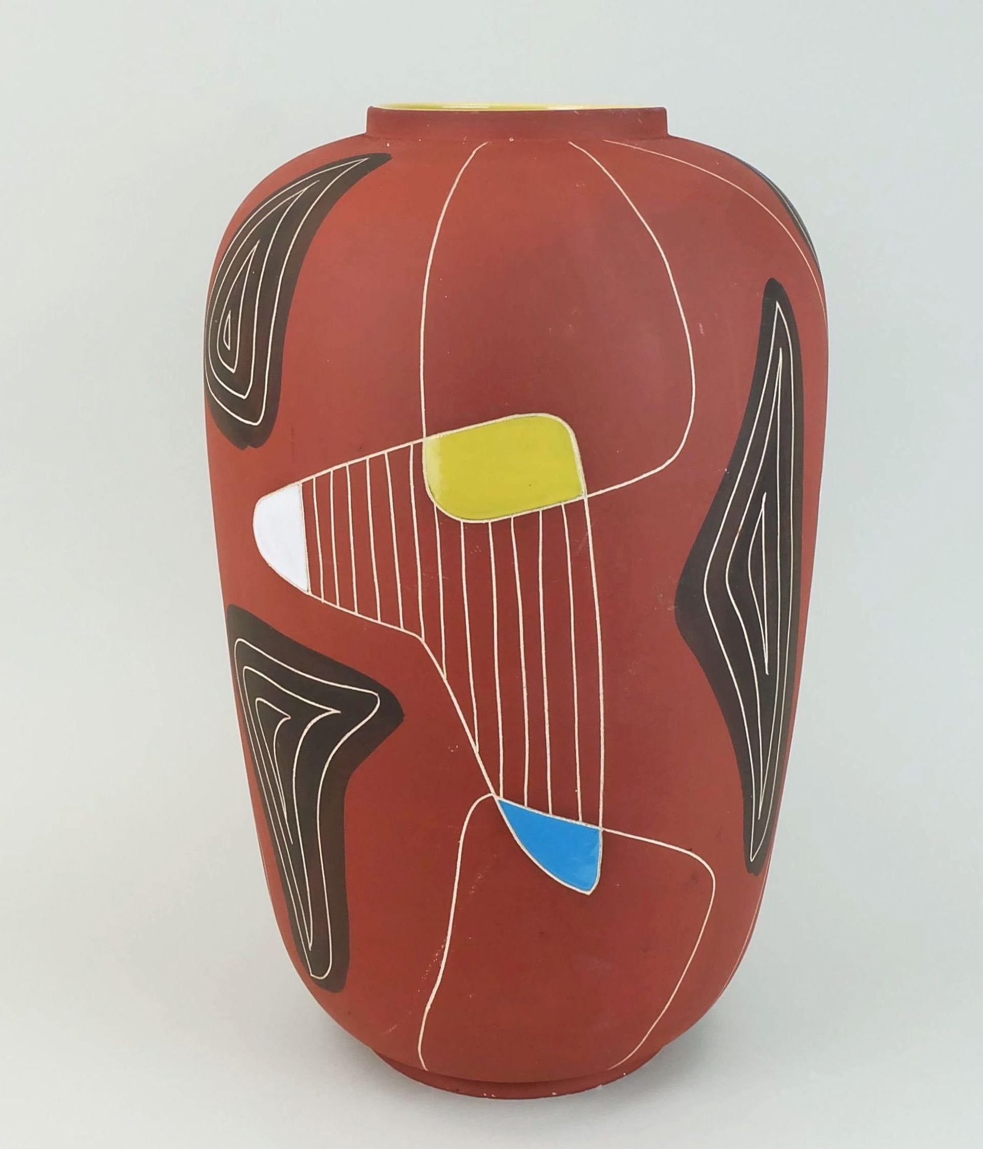 1950s mid century VASE floorvase bay-keramik decor 'brasil' model 543-40 WGP For Sale 3