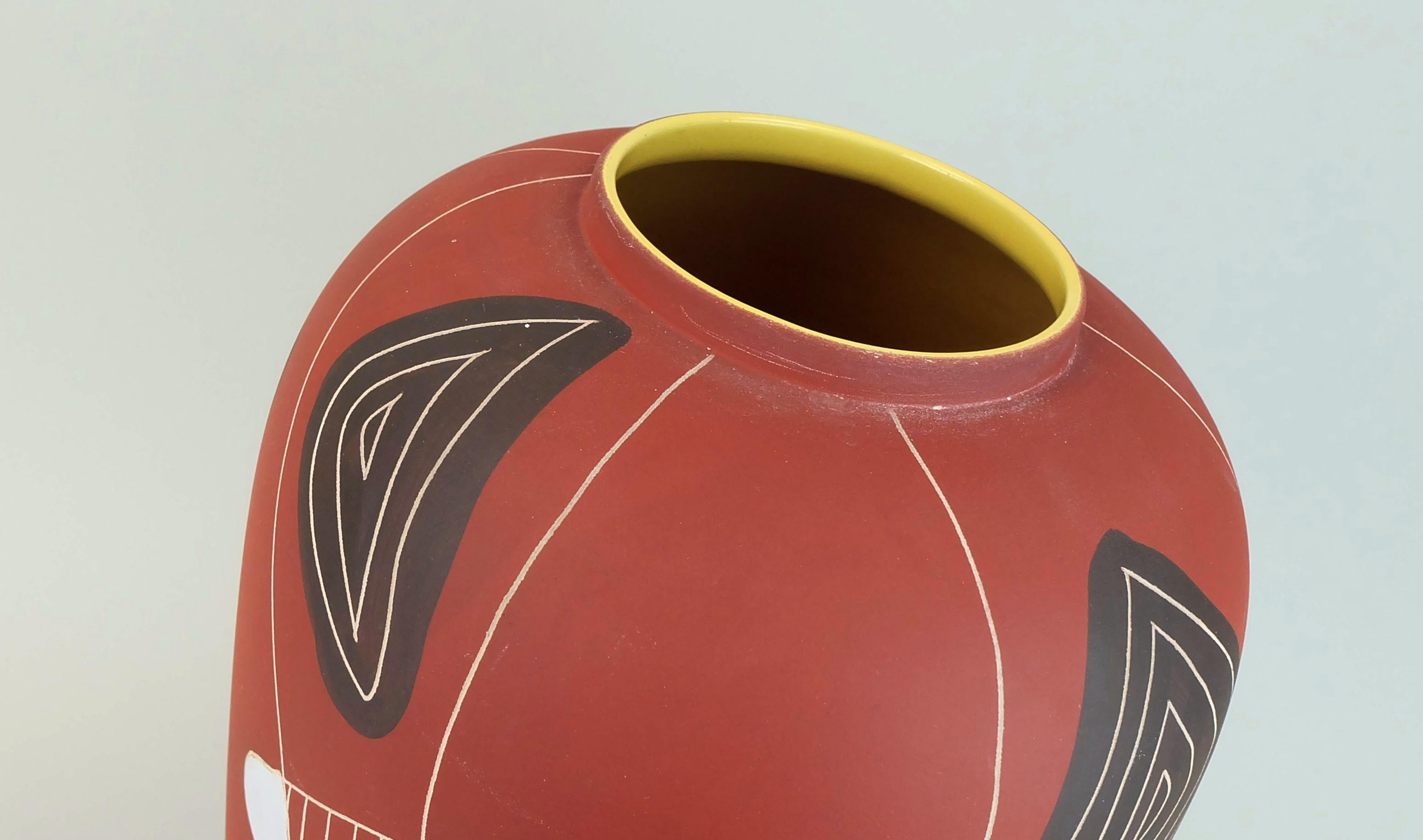 German 1950s mid century VASE floorvase bay-keramik decor 'brasil' model 543-40 WGP For Sale