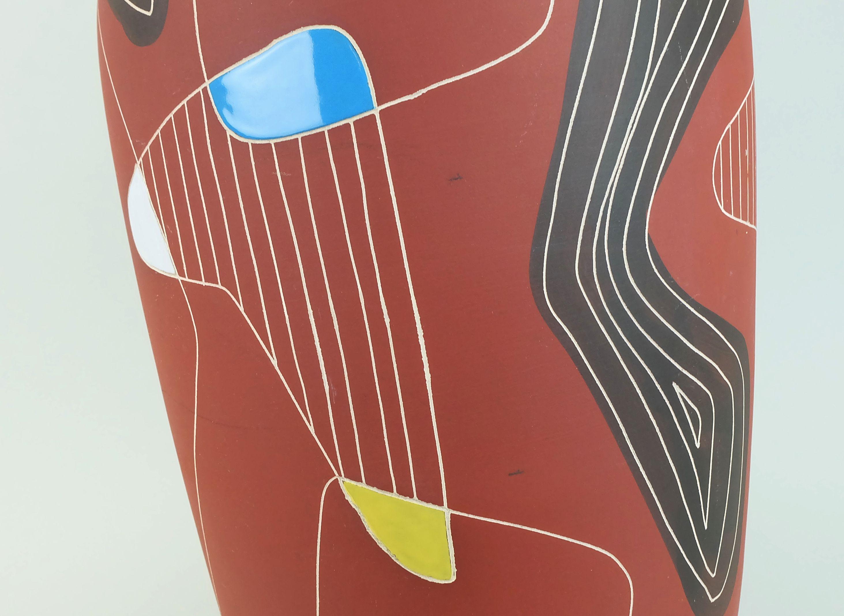 1950s mid century VASE floorvase bay-keramik decor 'brasil' model 543-40 WGP In Good Condition For Sale In Mannheim, DE