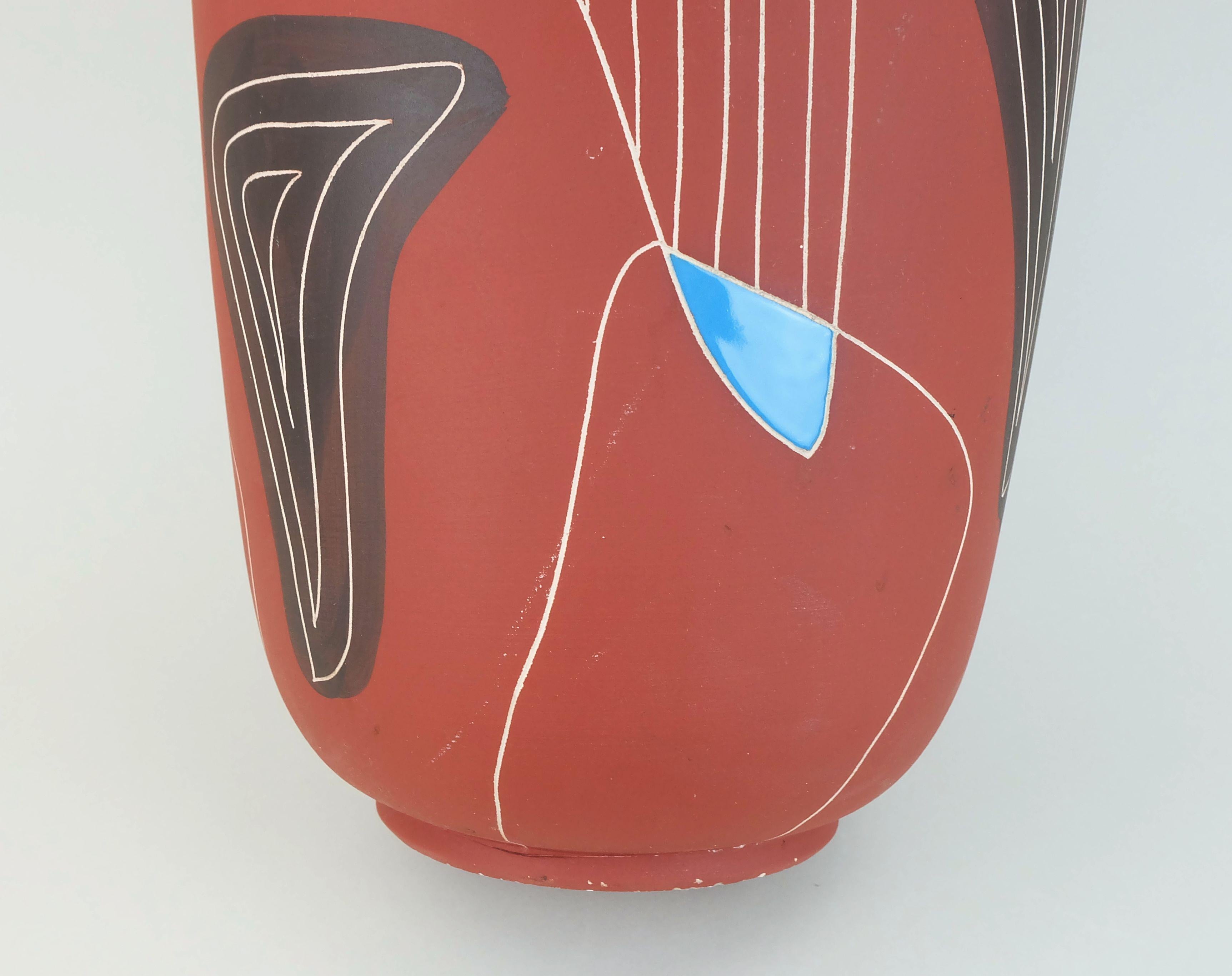 Ceramic 1950s mid century VASE floorvase bay-keramik decor 'brasil' model 543-40 WGP For Sale