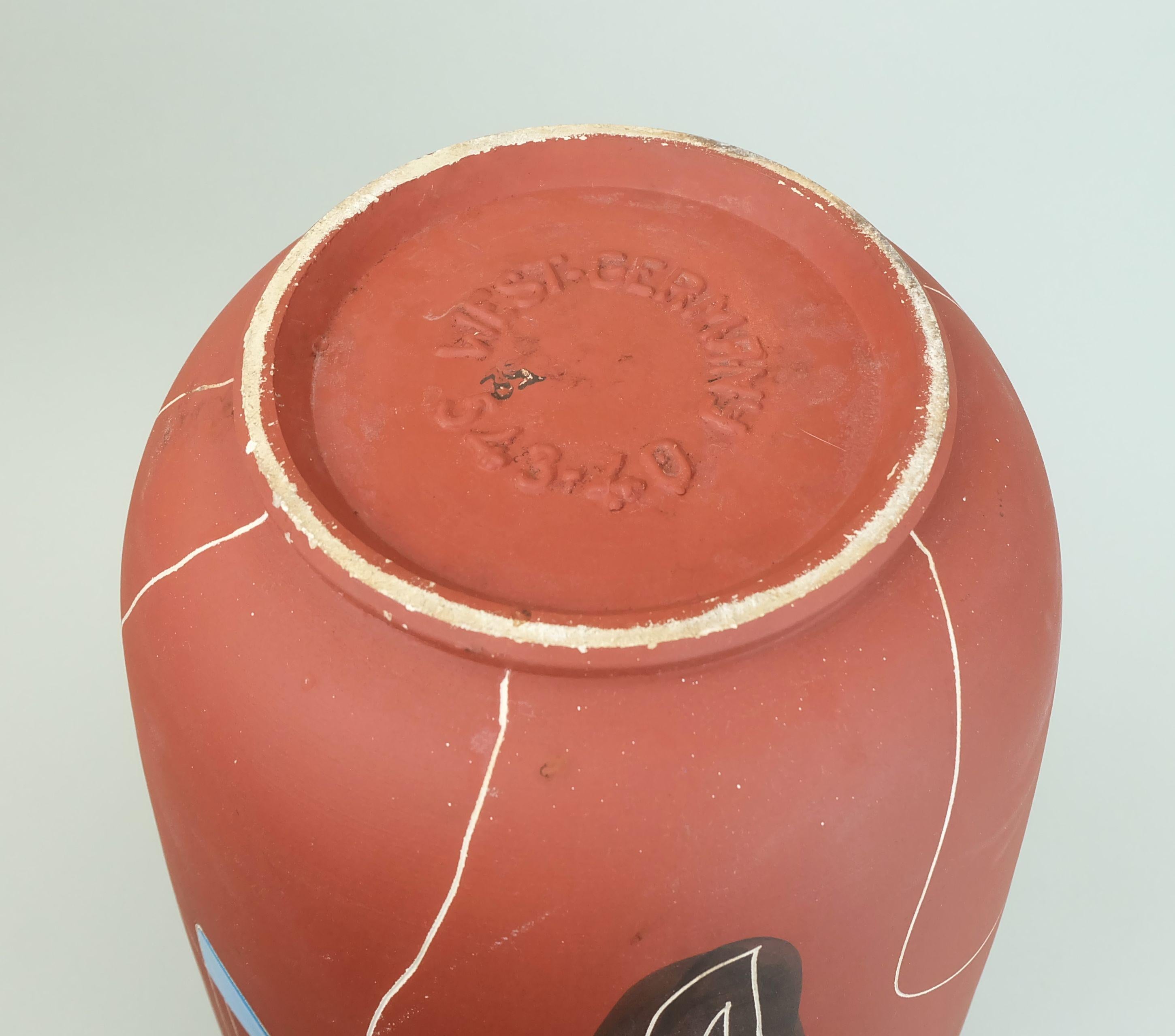 1950s mid century VASE floorvase bay-keramik decor 'brasil' model 543-40 WGP For Sale 2