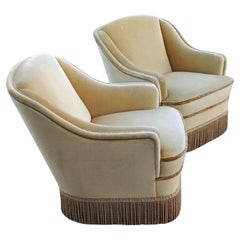 1950s Midcentury Velvet Club Chairs, Denmark Set of 2